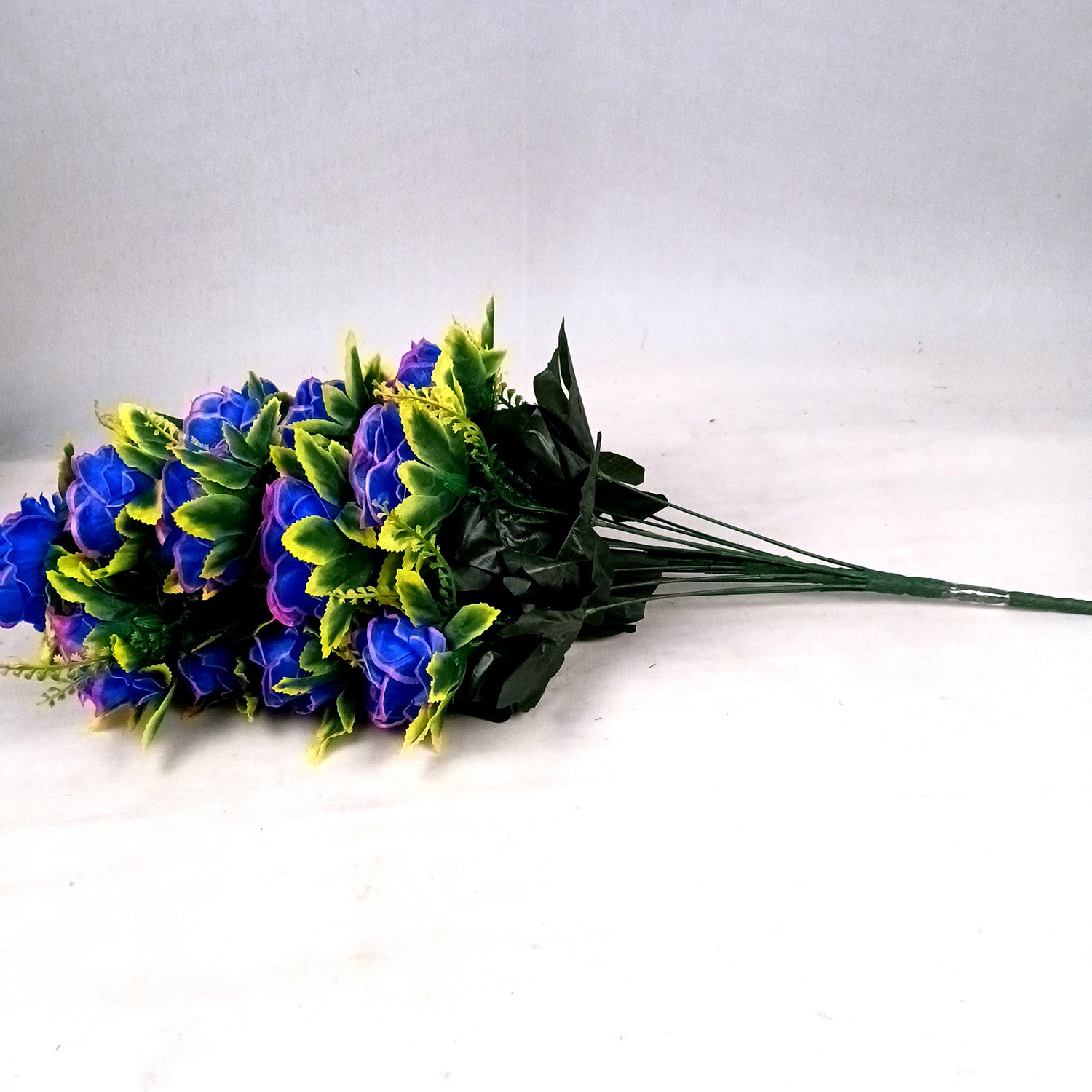 Artificial Flowers Rose Bunches for Vase | Faux Flowers Stem - for Home Decor, Living Room, Office & Festivals Decoration (Vase Not Included) - 27 Inch - Apkamart #Colour_Blue