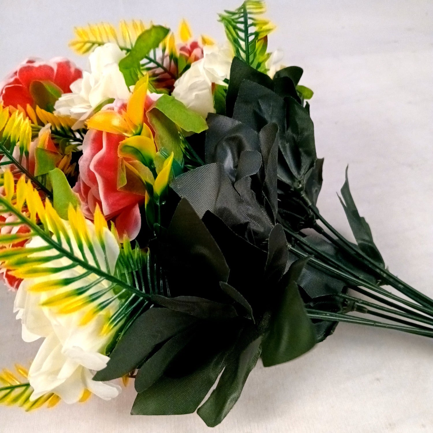 Artificial Flowers Rose Bunches for Vase Pot | Faux Flowers Stem - for Home Decor Living Office Corner Room Side Table Centerpiece - 18 Inch - Apkamart #Style_Design 2