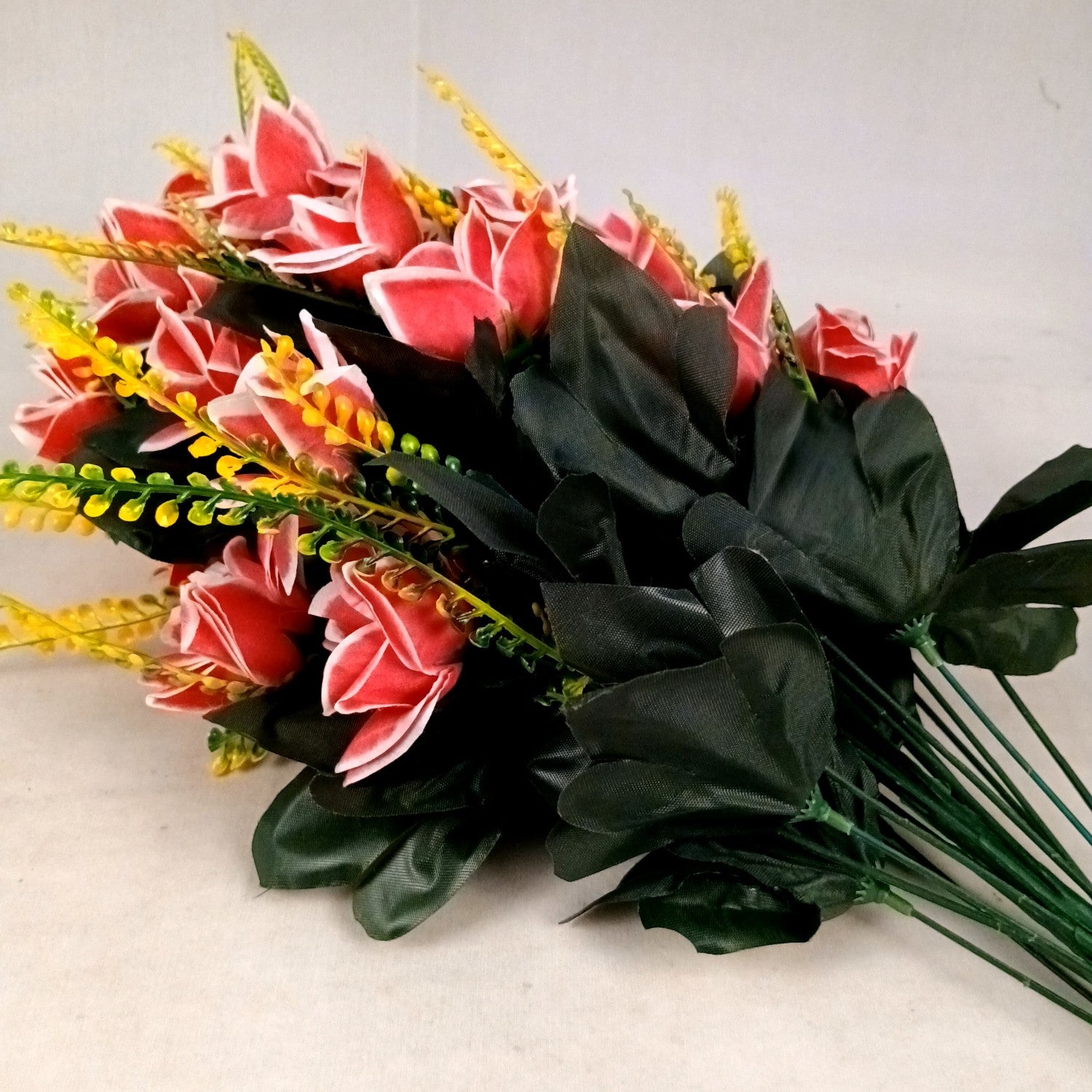 Artificial Flower Rose Bouquets | Faux Flowers Bunch - for Table Vase, Pot, Home Decor, Living Room, Side Table Centerpiece - 26 Inch - Apkamart #Colour_Pink
