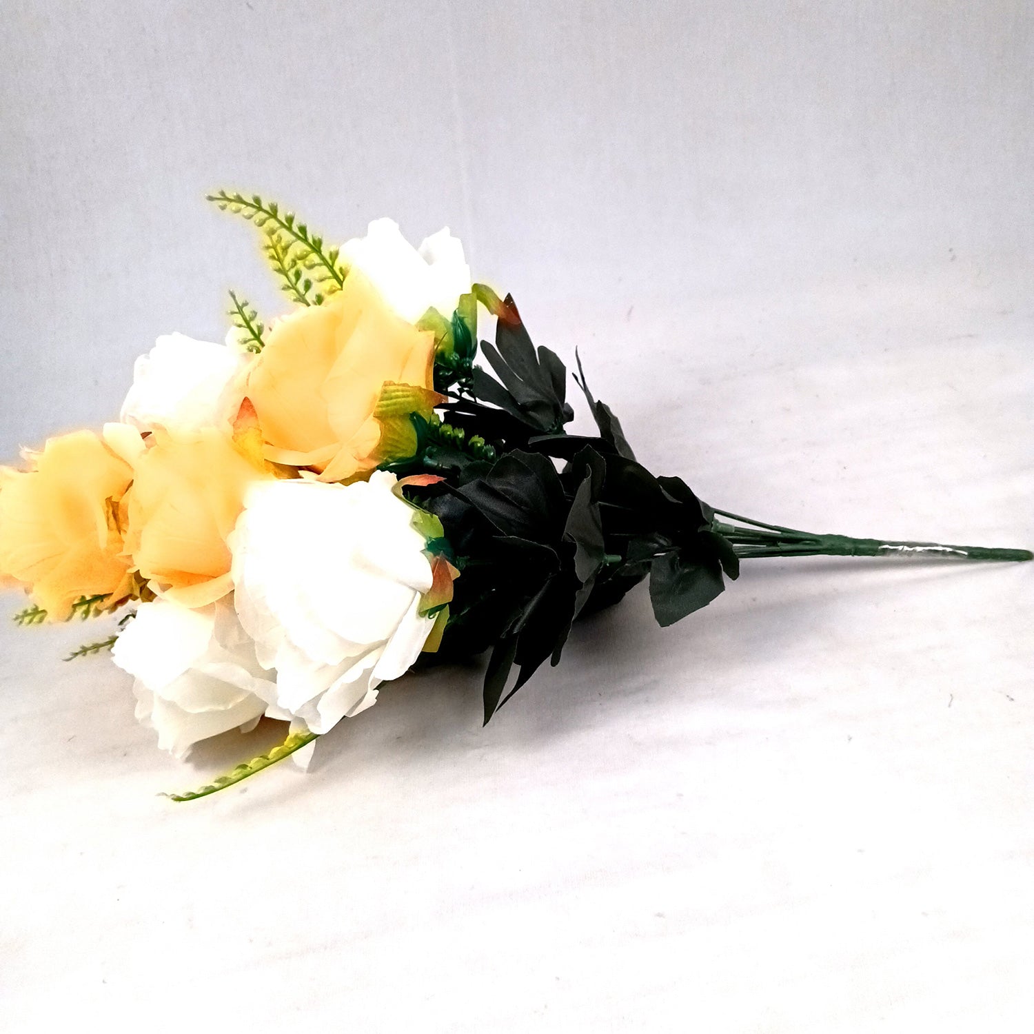 Artificial Flower Plant - Cherry Blossom | Decorative Flowers Bunch & Stems - for Table Vase, Pot, Home Decor, Living Room, Side Table Centerpiece & Festival Decoration - Apkamart #Color_Peach & White