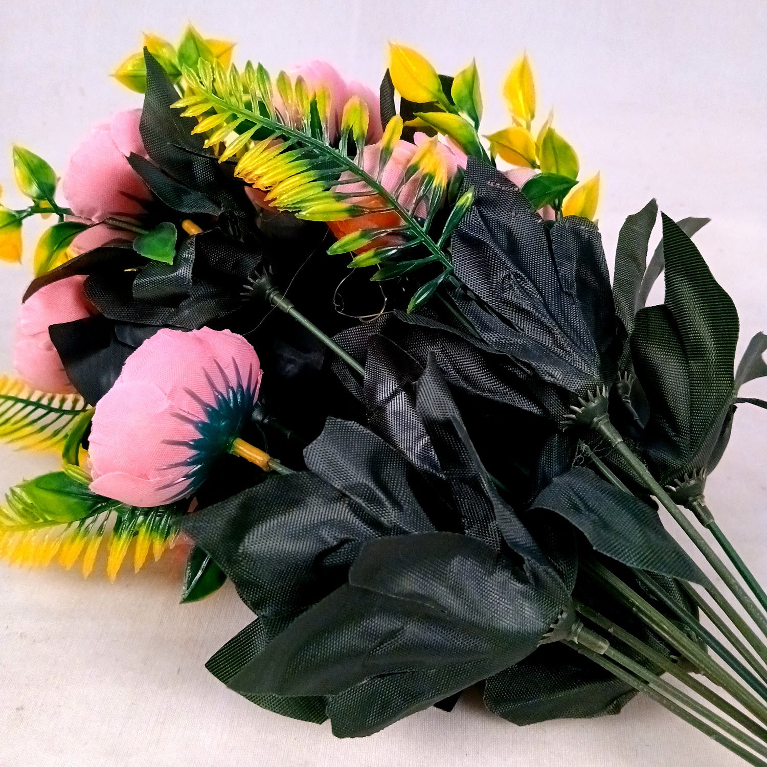 Artificial Flowers Rose Buoquet For Pot | Faux Flower Sticks - for Home Decor, Living Room, Office & Festivals Decoration (Vase Not Included) - 17 Inch - Apkamart #Colour_Pink