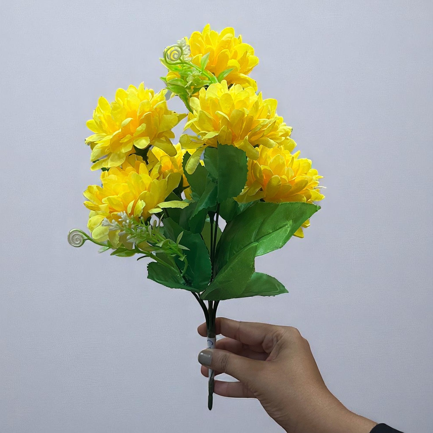 Artificial Flowers Dahlia Bunches for Vase Pot | Faux Flowers Stick - for Home Decor, Living Room, Wedding & Party Decoration (Vase Not Included) - 14 Inch - Apkamart #Colour_Yellow