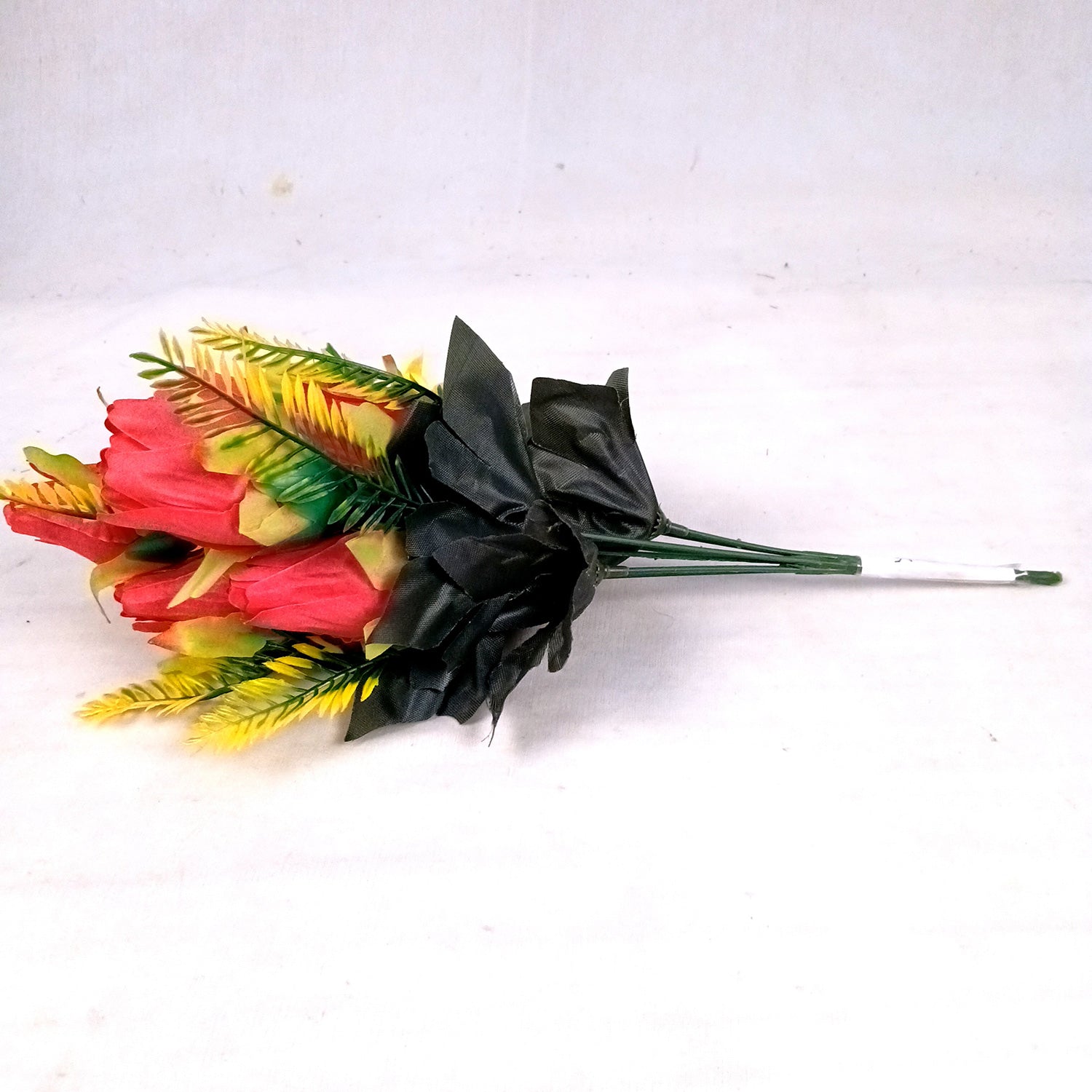 Artificial Flowers Rose Bouquet | Faux Flowers Bunch / Sticks - for Home Decor, Living Room, Office & Festivals Decoration (Vase Not Included) - 15 Inch - Apkamart #Colour_Red