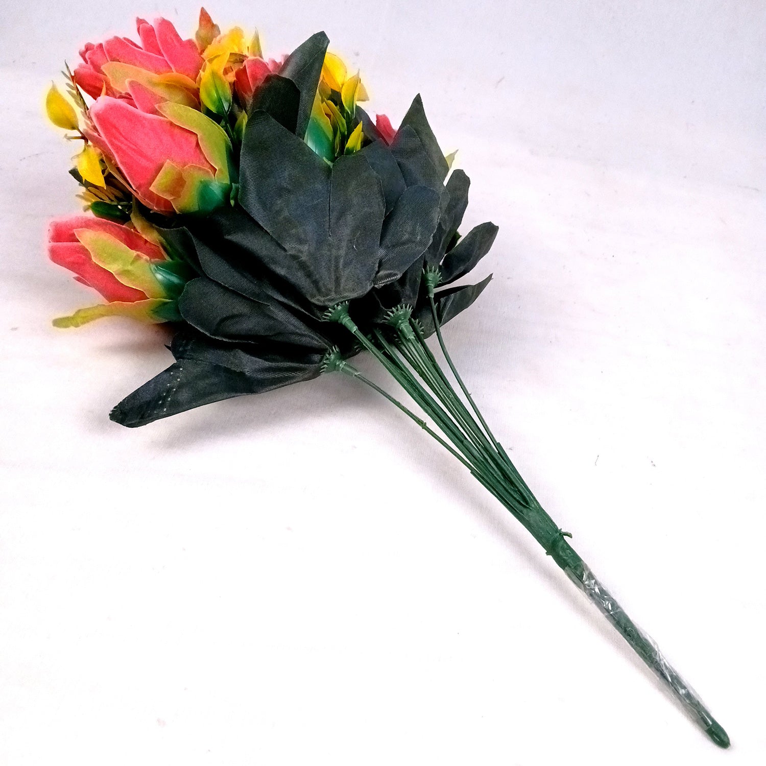 Artificial Flowers Rose Sticks | Faux Flowers Bunch / Bouquet - for Home Decor, Living Room, Office & Festivals Decoration (Vase Not Included) - 15 Inch - Apkamart #Colour_Pink