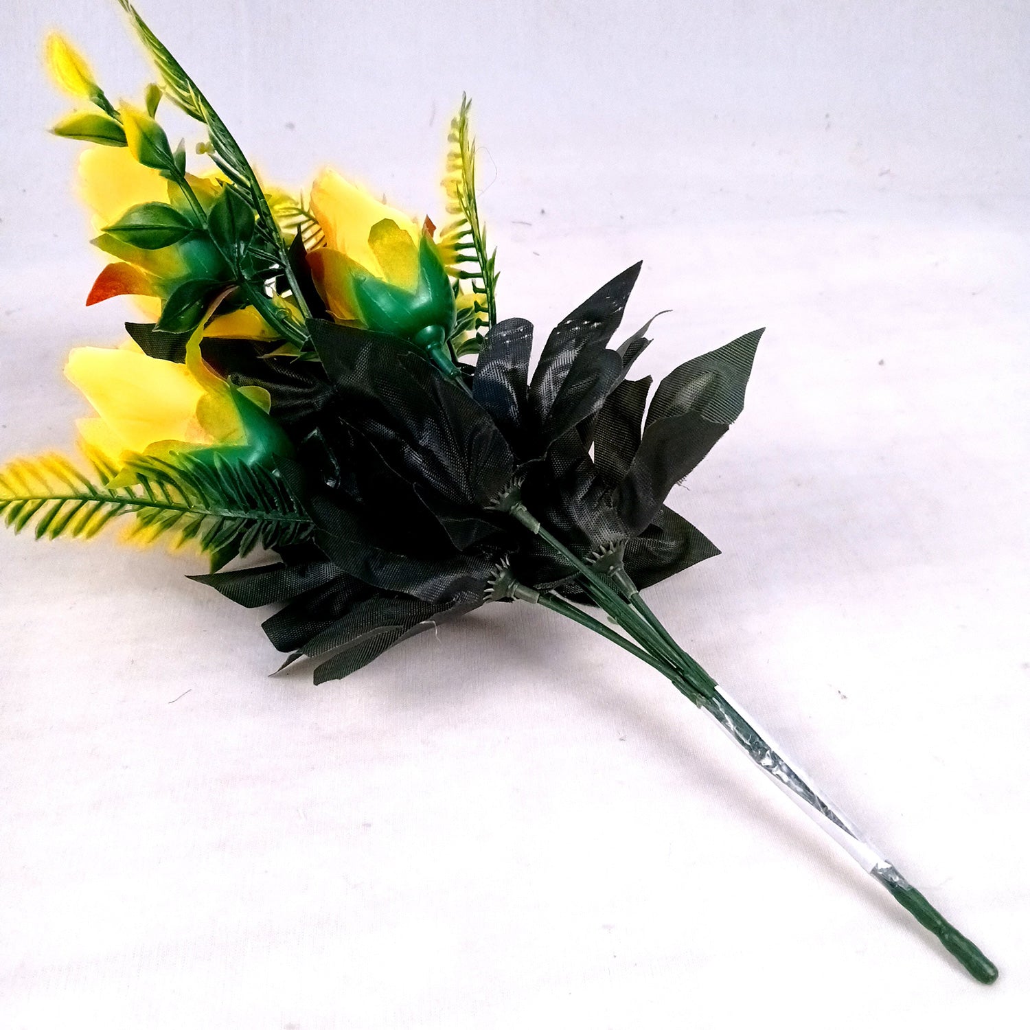 Artificial Flowers Rose Bunches for Vase Pot | Faux Flowers Stem - for Home Decor, Living Room, Office & Festivals Decoration (Vase Not Included) - 14 Inch - Apkamart #Colour_Yellow