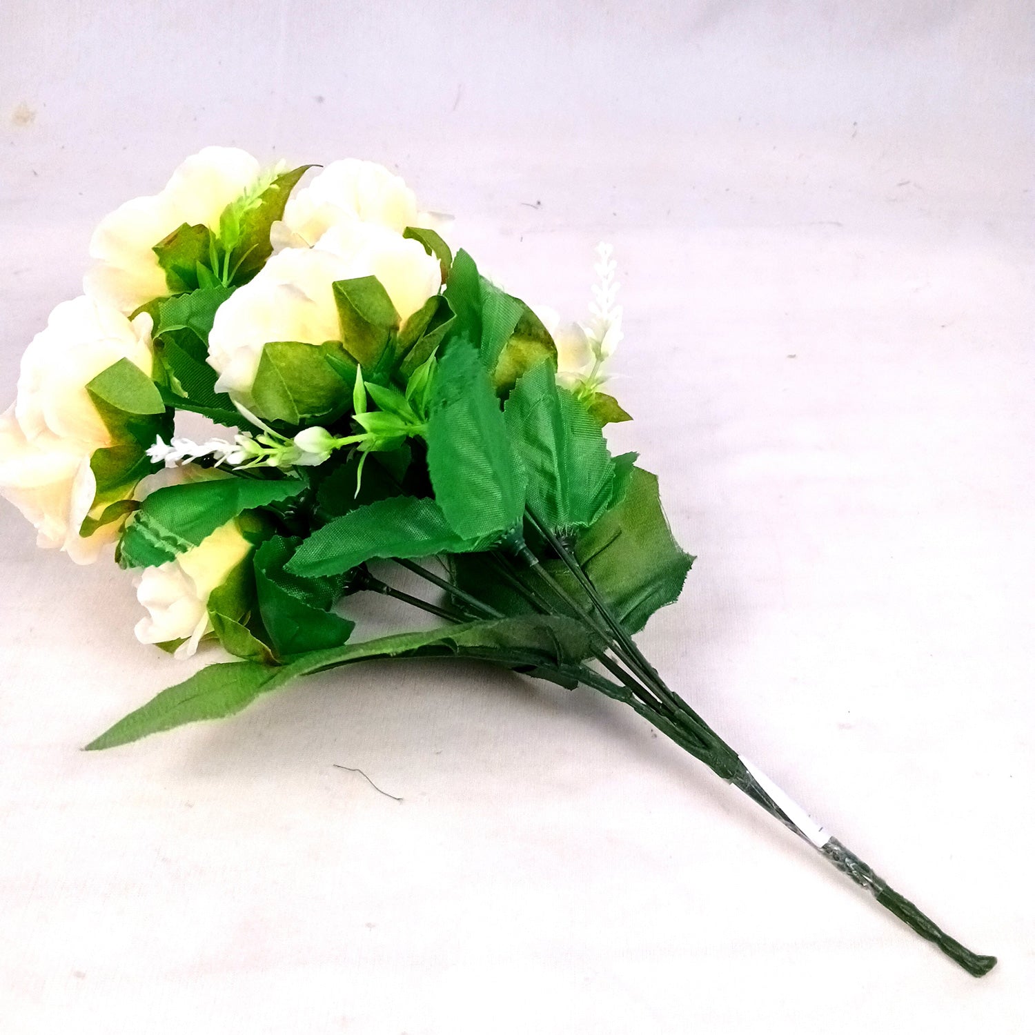 Artificial Flowers Rose Sticks | Faux Flowers Bunch - for Home Decor, Living Room, Office & Festivals Decoration (Vase Not Included) - 15 Inch - Apkamart #Colour_Off White