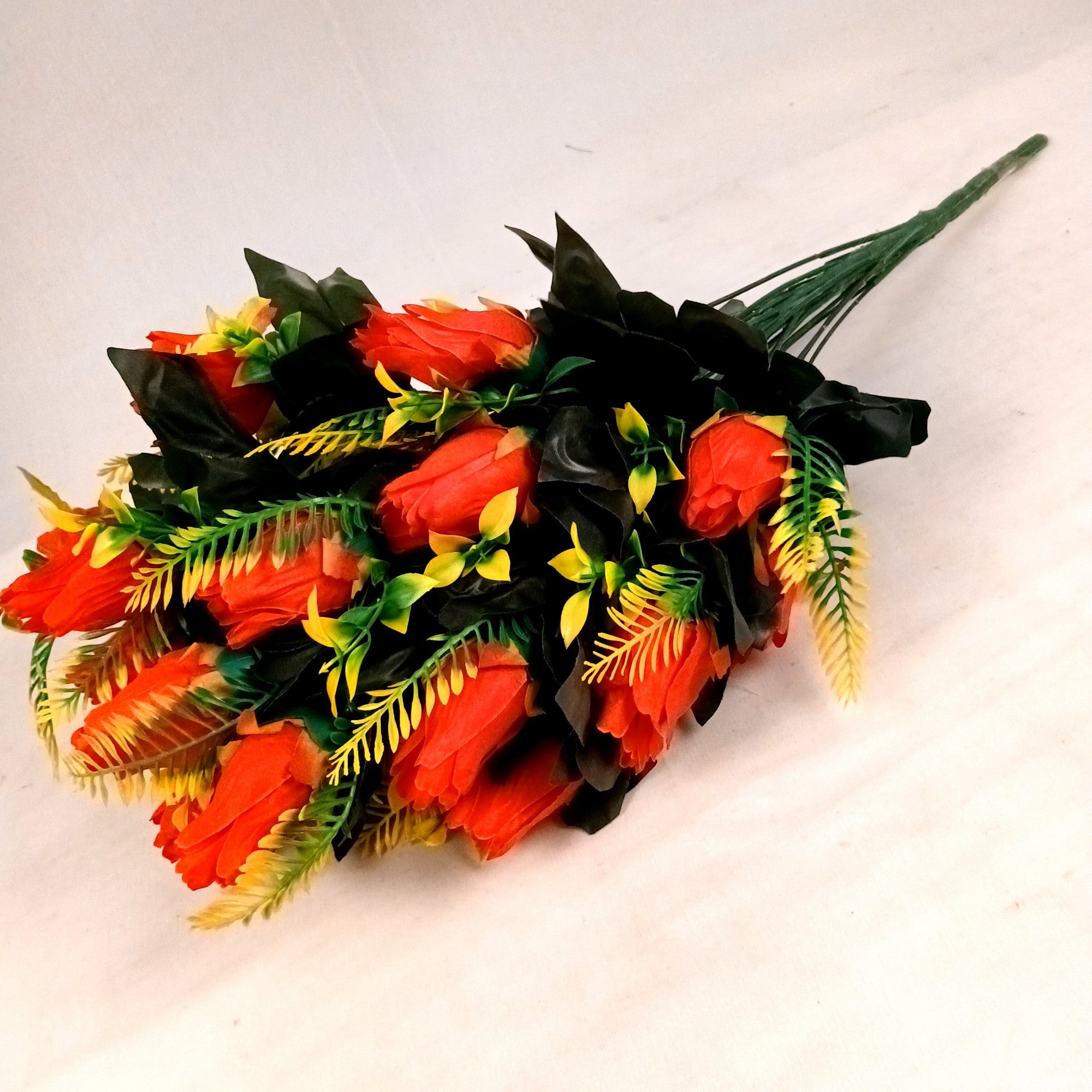 Artificial Flower Rose Bouquets | Fake Flowers Bunch - For Vase, Pot, Home, Bedroom, Balcony, Office Corner, Living Room - 26 Inch - Apkamart #Colour_Red