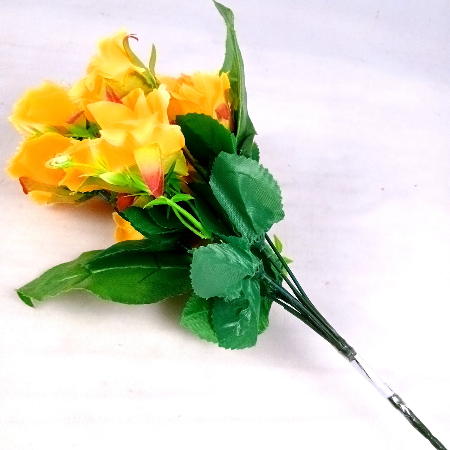 Artificial Flowers Rose Bunches for Vase Pot | Faux Flowers Stem - for Home Decor, Living Room, Office & Festivals Decoration (Vase Not Included) - 14 Inch - Apkamart #Colour_Yellow