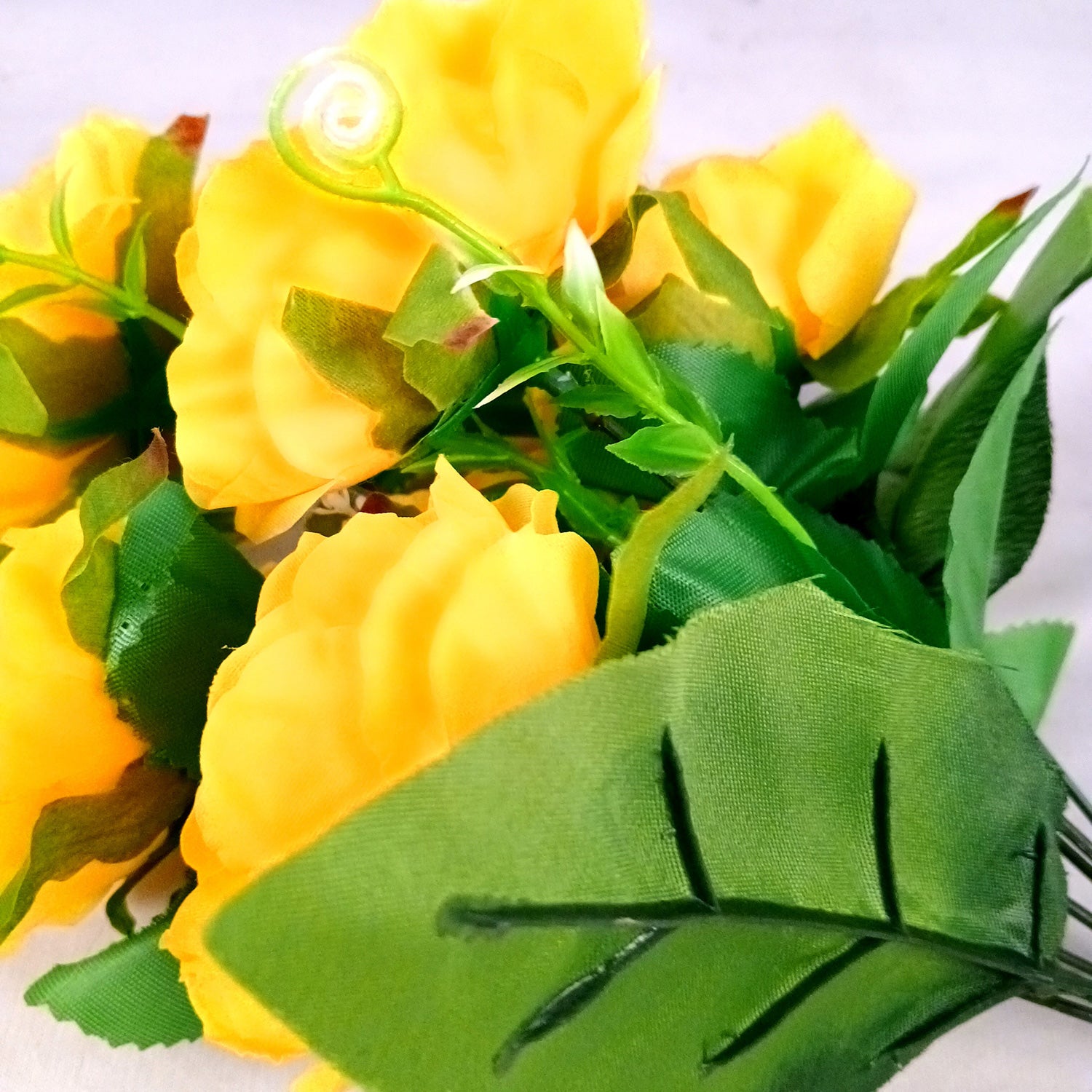 Artificial Flowers Rose Bunches for Vase Pot | Faux Flowers Stem - for Home Decor, Living Room, Office & Festivals Decoration (Vase Not Included) - 14 Inch - Apkamart #Colour_Yellow