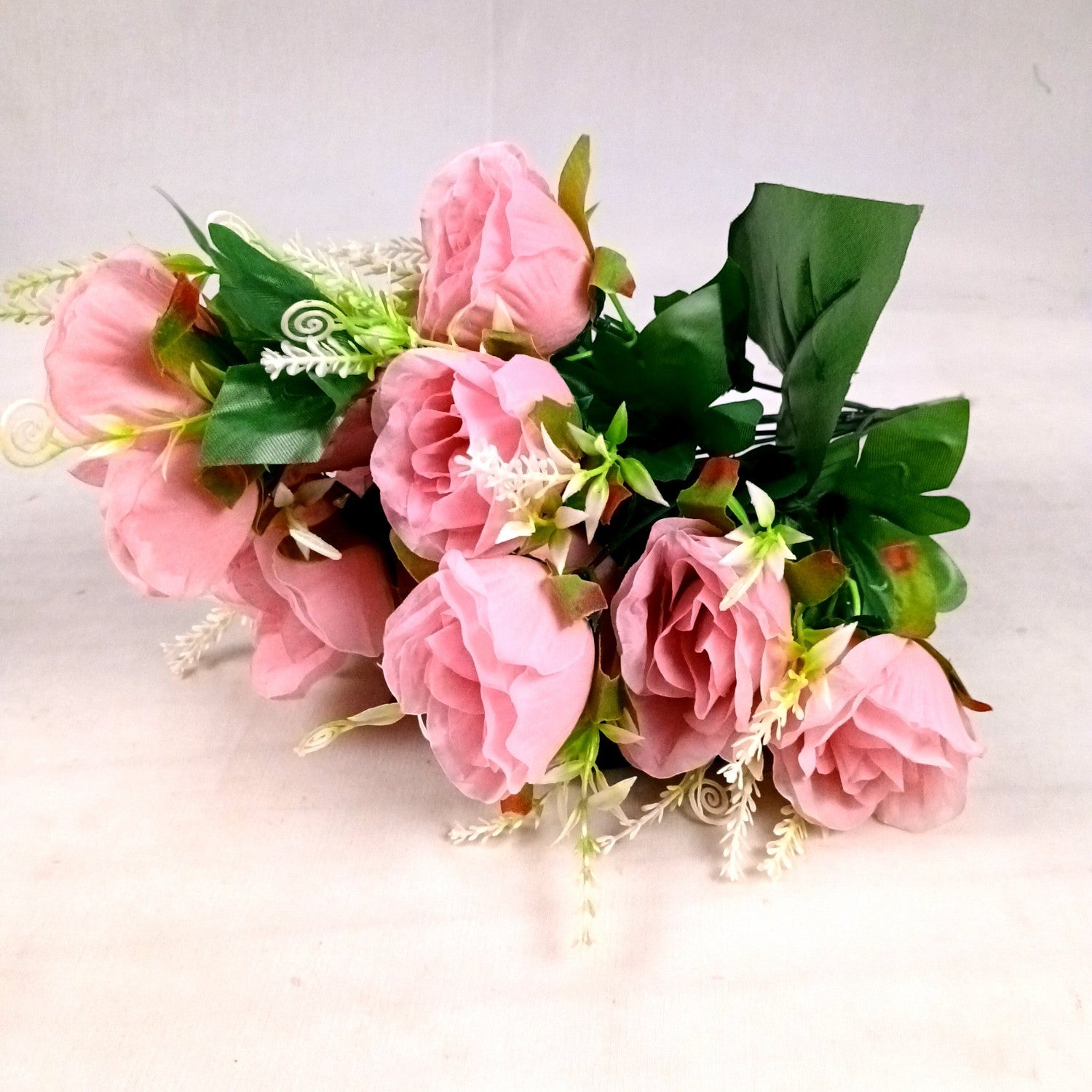 Artificial Rose Flower Bouquets | Faux Flowers Bunch - for Table Vase, Pot, Home Decor, Living Room, Side Table Centerpiece - 17 Inch - Apkamat #Style_Design 1