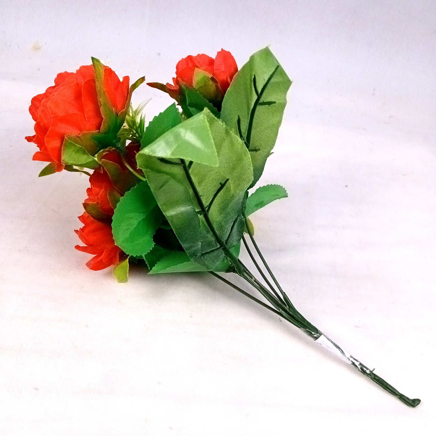 Artificial Flowers Rose Bunches for Vase Pot | Faux Flowers Stem - for Home Decor, Living Room, Office & Festivals Decoration (Vase Not Included) - 14 Inch - Apkamart #Colour_Red