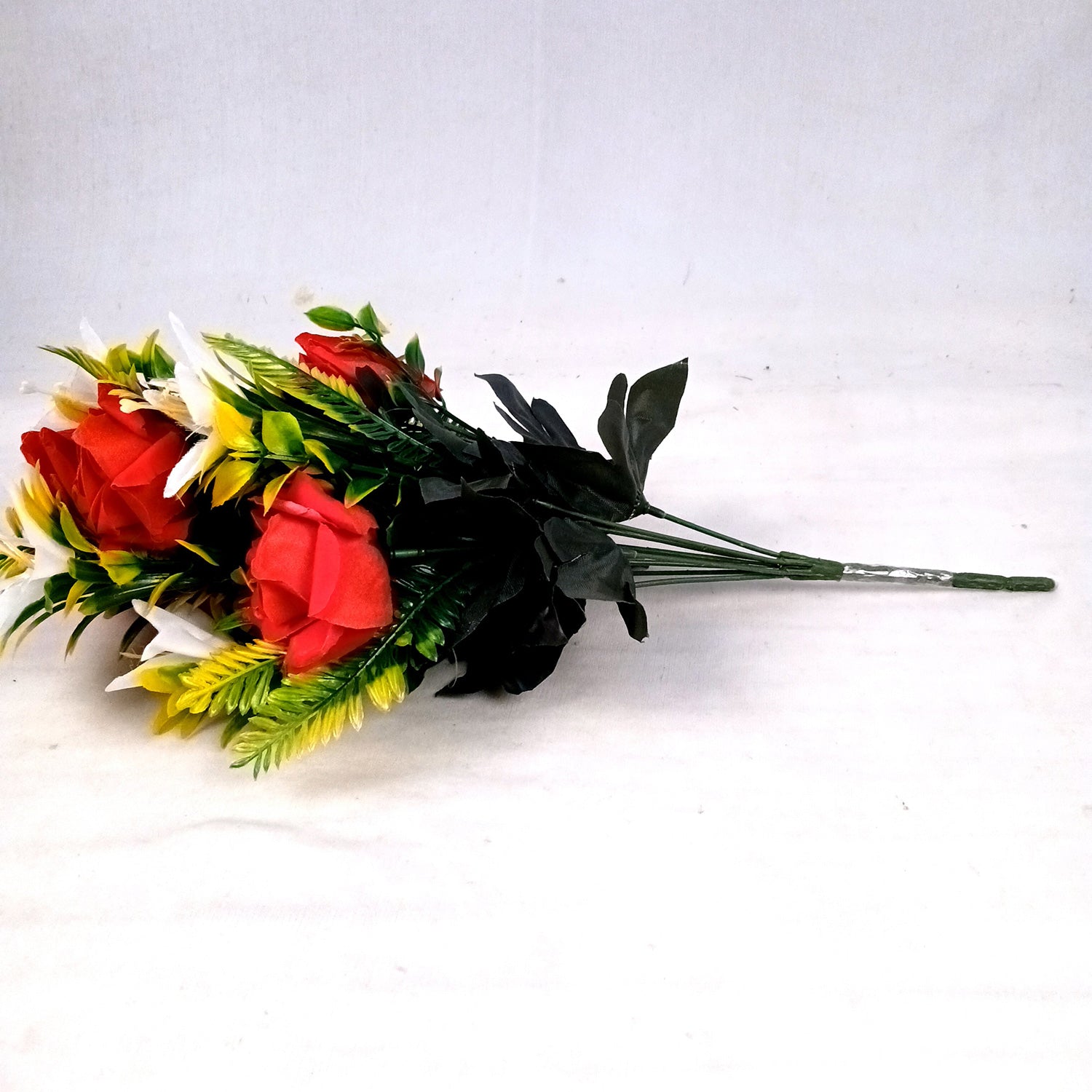 Artificial Flowers Rose Bunches for Vase Pot | Faux Flowers Stem - for Home Decor, Living Room, Office & Festivals Decoration (Vase Not Included) - 16 Inch - Apkamart
