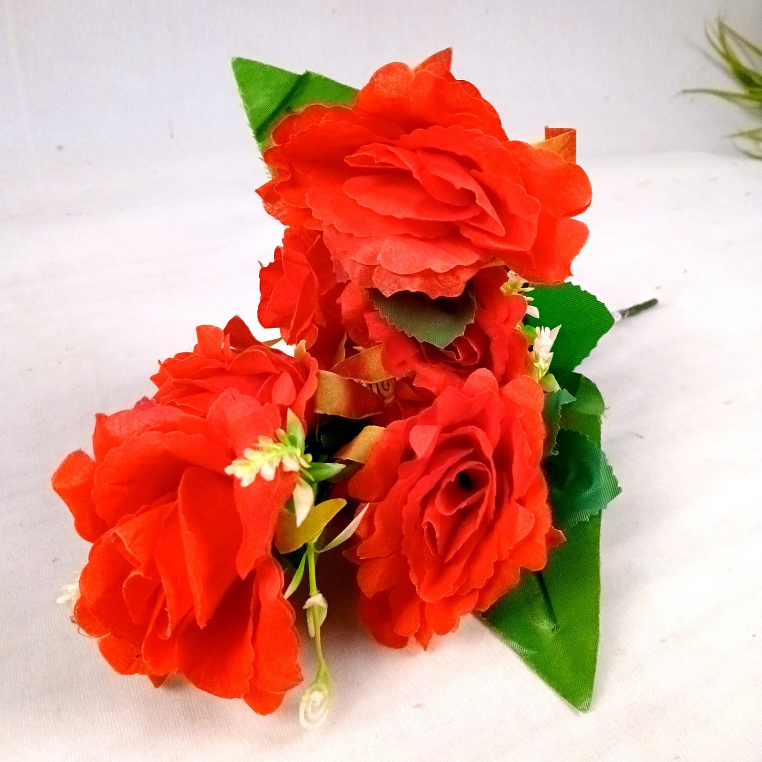 Artificial Flowers Rose | Faux Gulab Flowers Bunch - for Home Decor, Living Room, Office & Festivals Decoration (Vase Not Included) - 15 Inch  Apkamart #Colour_Red