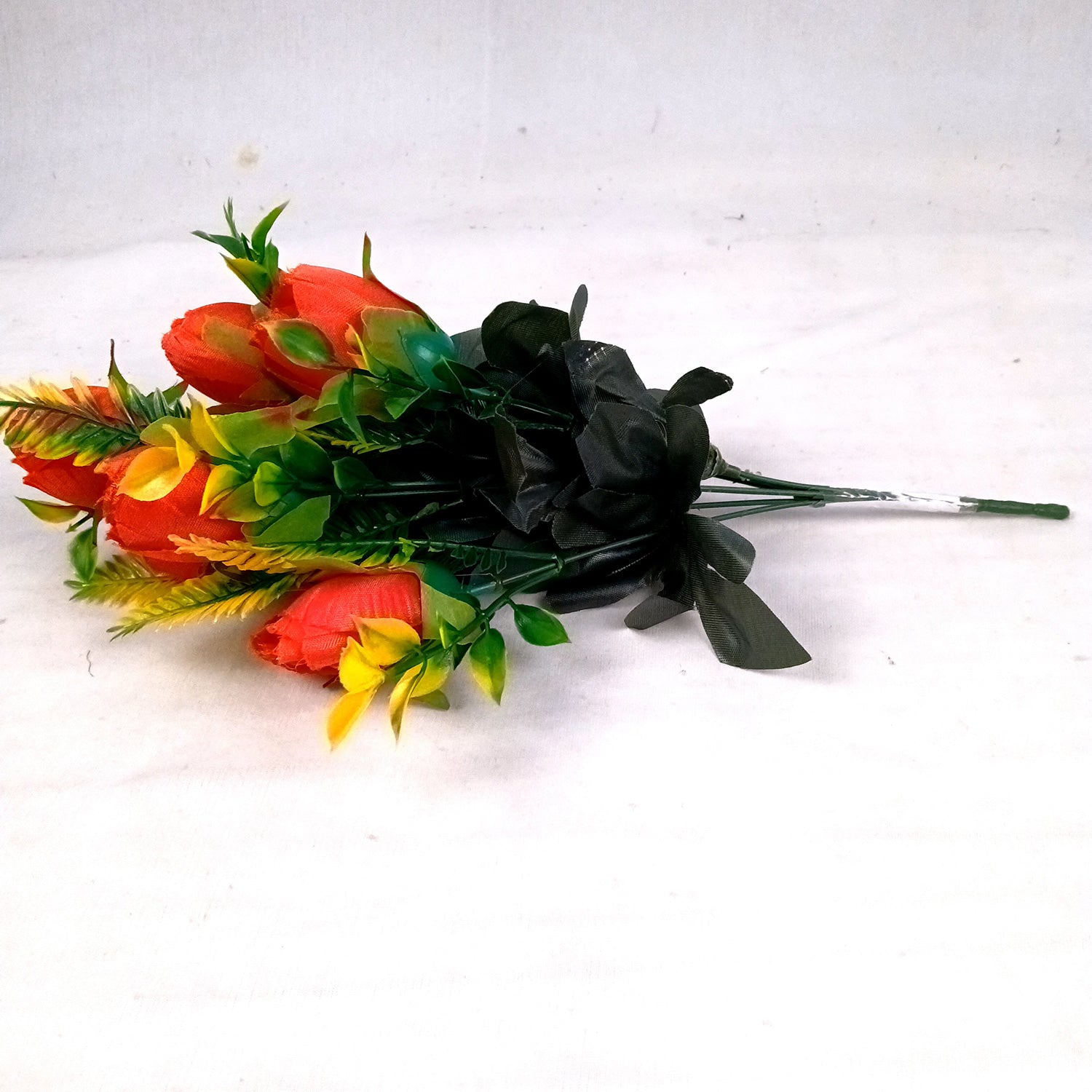 Artificial Flowers Rose Bunches For Pot | Faux Flower Sticks - for Home Decor, Living Room, Office & Festivals Decoration (Vase Not Included) - 14 Inch - Apkamart #Colour_Red