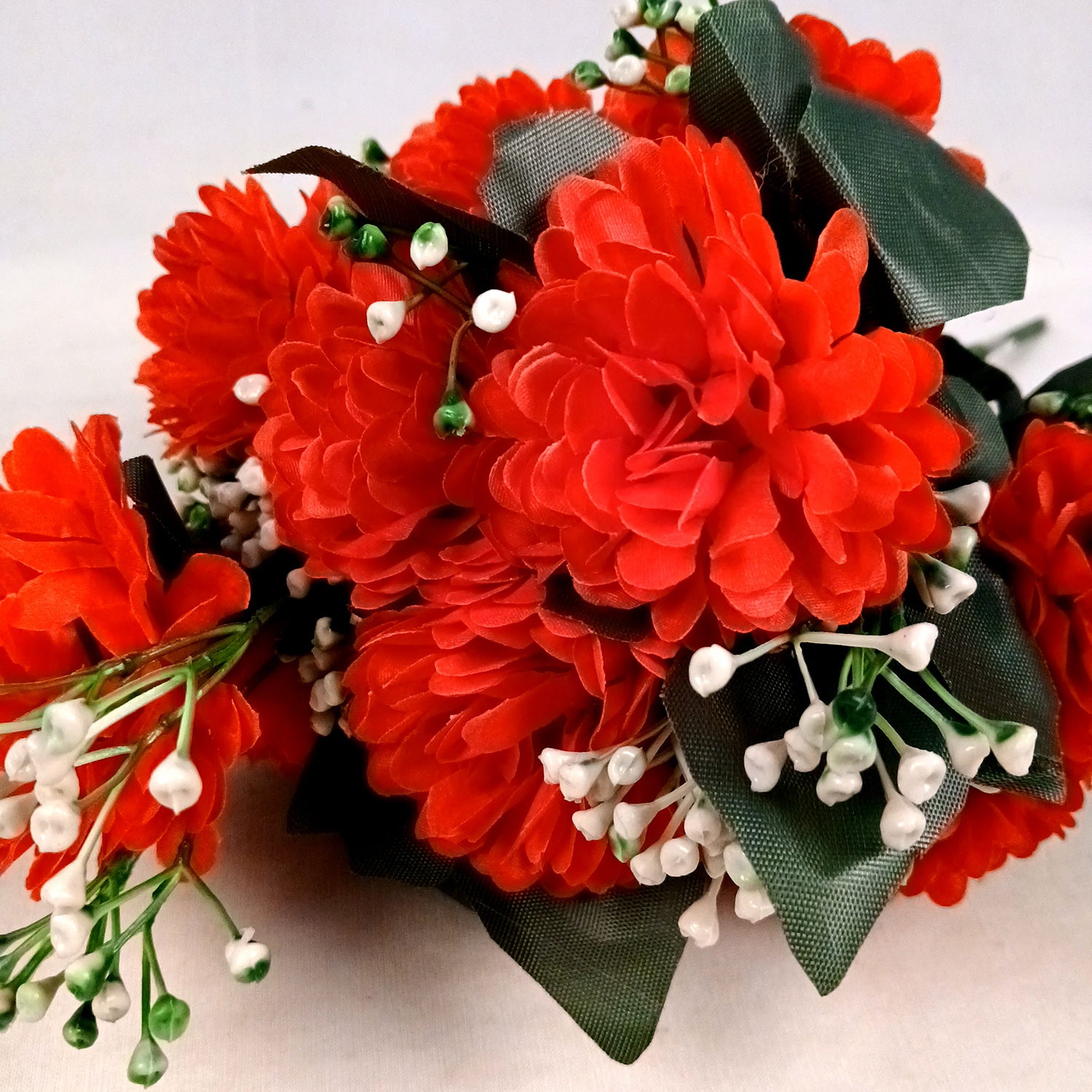 Artificial Flower Plant With Vase Pot | Decorative Flowers Bunch & Stems - for Table Vase, Pot, Home Decor, Living Room, Side Table Centerpiece & Festival Decoration - Apkamart #Colour_Red