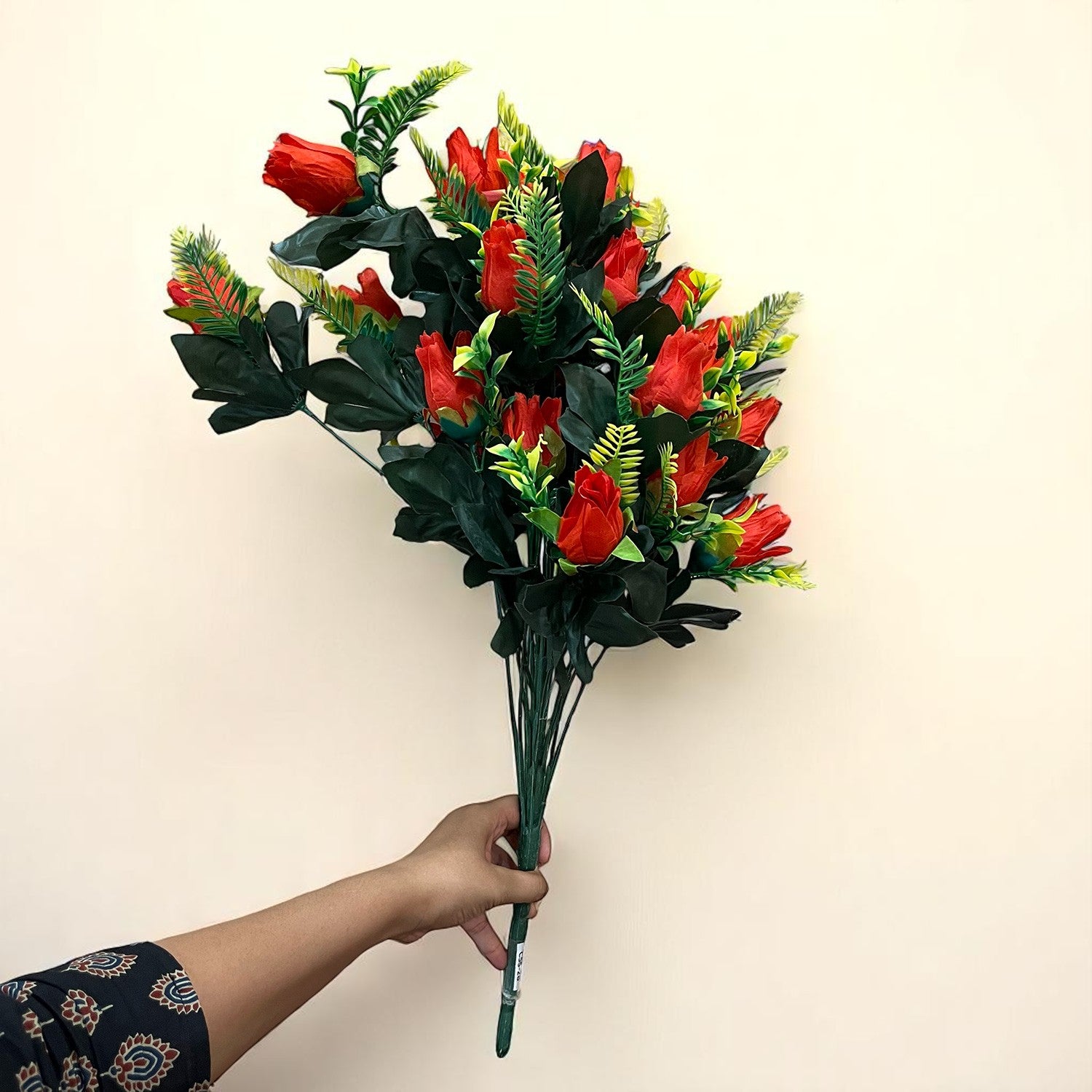 Artificial Flower Rose Bouquets | Fake Flowers Bunch - For Vase, Pot, Home, Bedroom, Balcony, Office Corner, Living Room - 26 Inch - Apkamart #Colour_Red