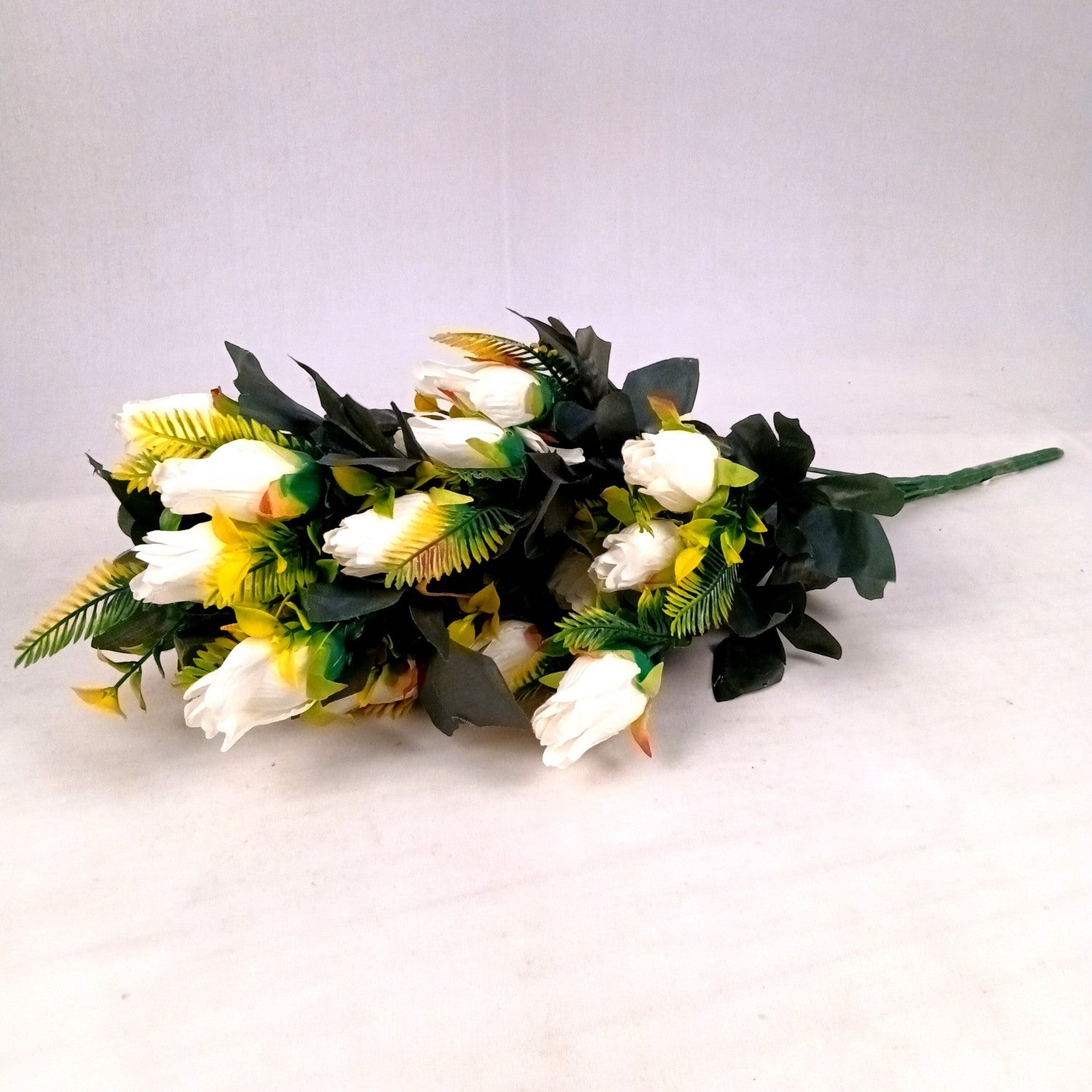 Artificial Flower Rose Bouquets | Fake Flowers Bunch - For Vase, Pot, Home, Bedroom, Balcony, Office Corner, Living Room - 26 Inch - Apkamart #Colour_White