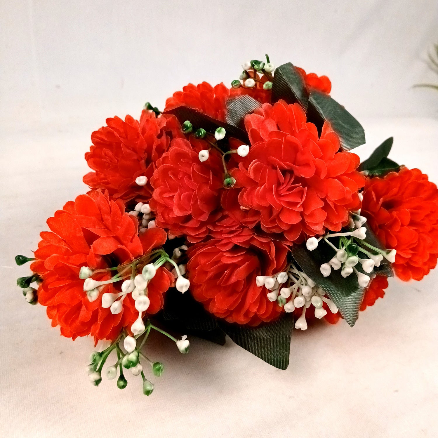 Artificial Flower Plant With Vase Pot | Decorative Flowers Bunch & Stems - for Table Vase, Pot, Home Decor, Living Room, Side Table Centerpiece & Festival Decoration - Apkamart #Colour_Red