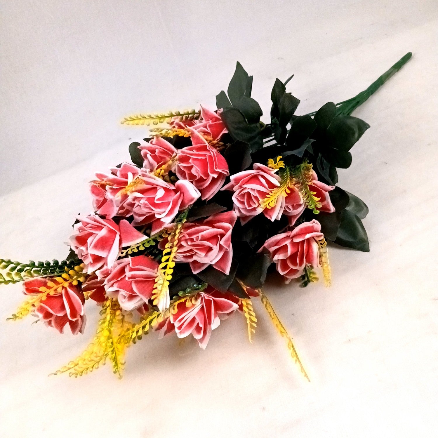 Artificial Flower Rose Bouquets | Faux Flowers Bunch - for Table Vase, Pot, Home Decor, Living Room, Side Table Centerpiece - 26 Inch - Apkamart #Colour_Pink