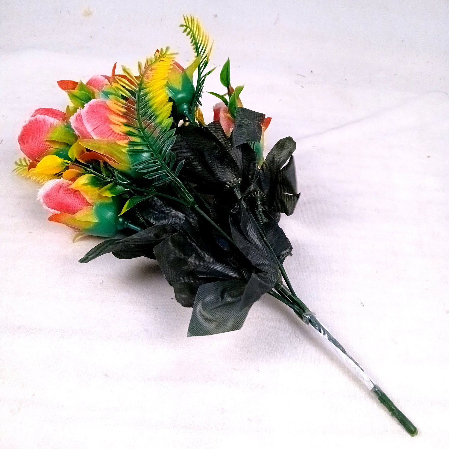 Artificial Flowers Rose Bunches For Pot | Faux Flower Sticks - for Home Decor, Living Room, Office & Festivals Decoration (Vase Not Included) - 14 Inch - Apkamart #Colour_Pink