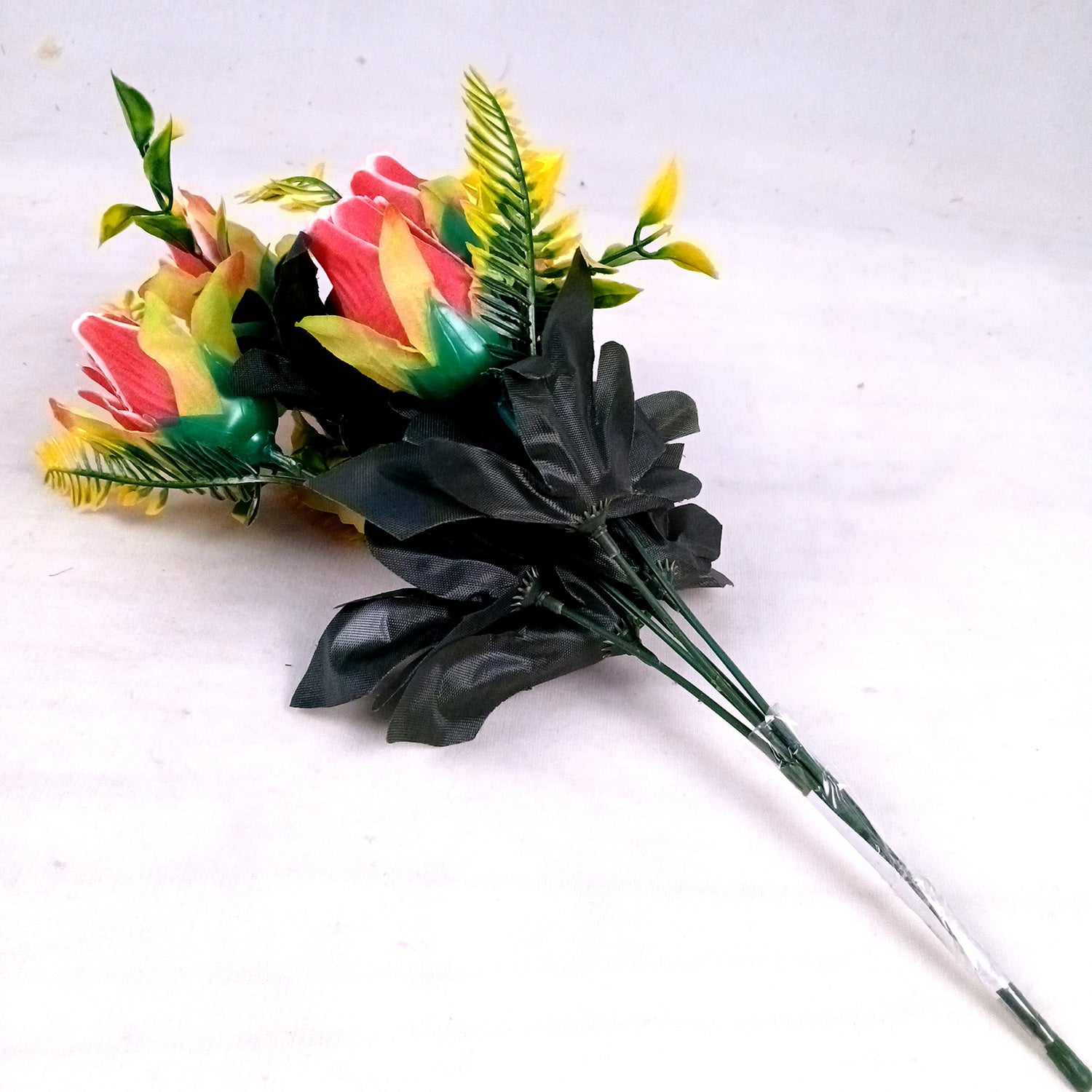 Artificial Flowers Rose Bunches for Vase Pot | Faux Flowers Stem - for Home Decor, Living Room, Office & Festivals Decoration (Vase Not Included) - 14 Inch - Apkamart #Colour_Pink