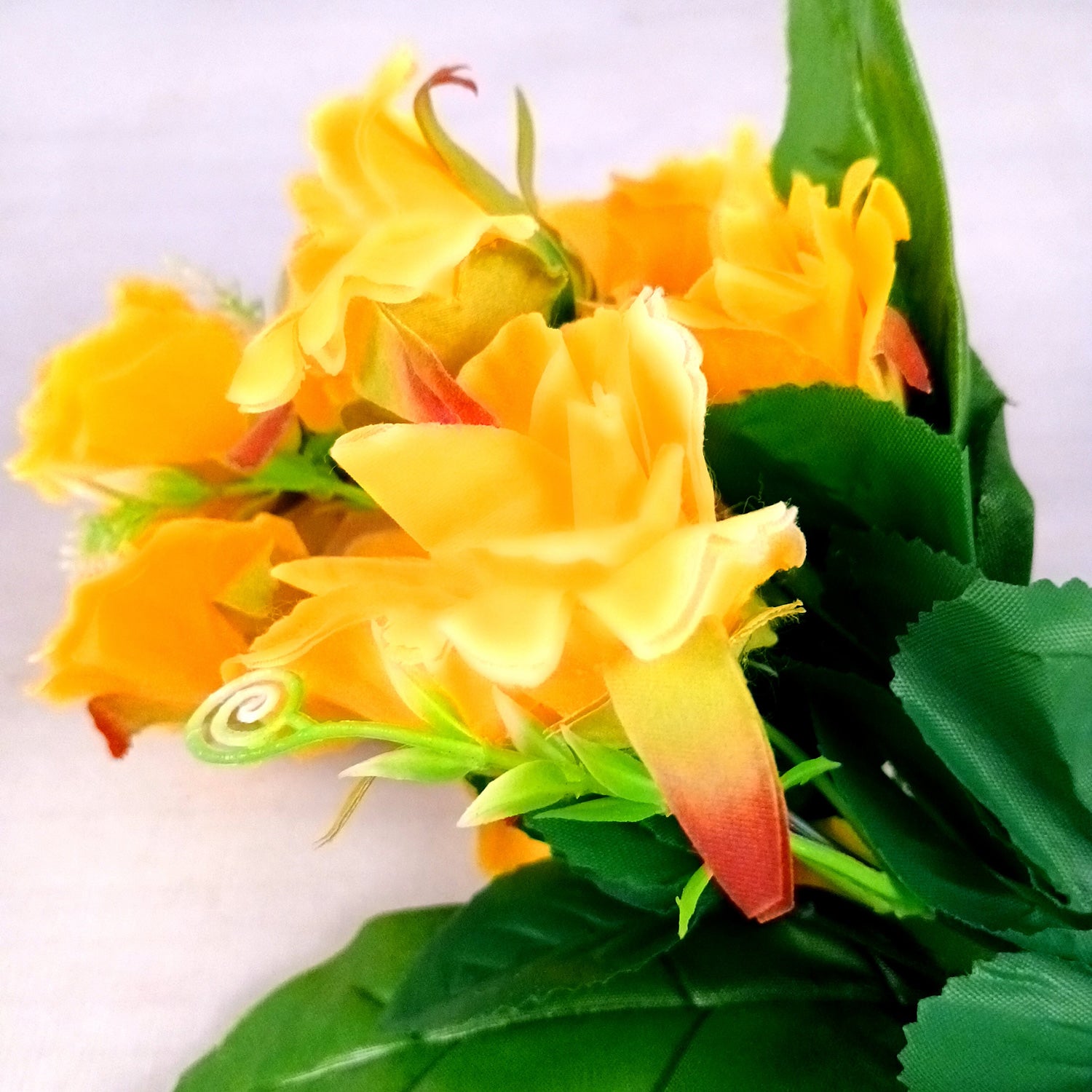 Artificial Flowers Rose Bunches for Vase Pot | Faux Flowers Stem - for Home Decor, Living Room, Office & Festivals Decoration (Vase Not Included) - 14 Inch - Apkamart #Colour_Yellow