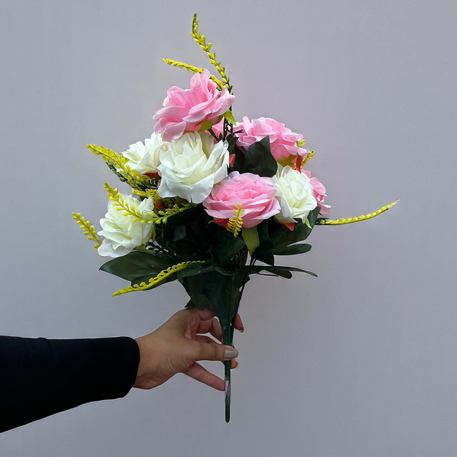 Artificial Flowers Rose Bunches for Vase Pot | Faux Flowers Stem - for Home Decor, Living Room, Office & Festivals Decoration (Vase Not Included) - 16 Inch - Apkamart #Style_Design 1