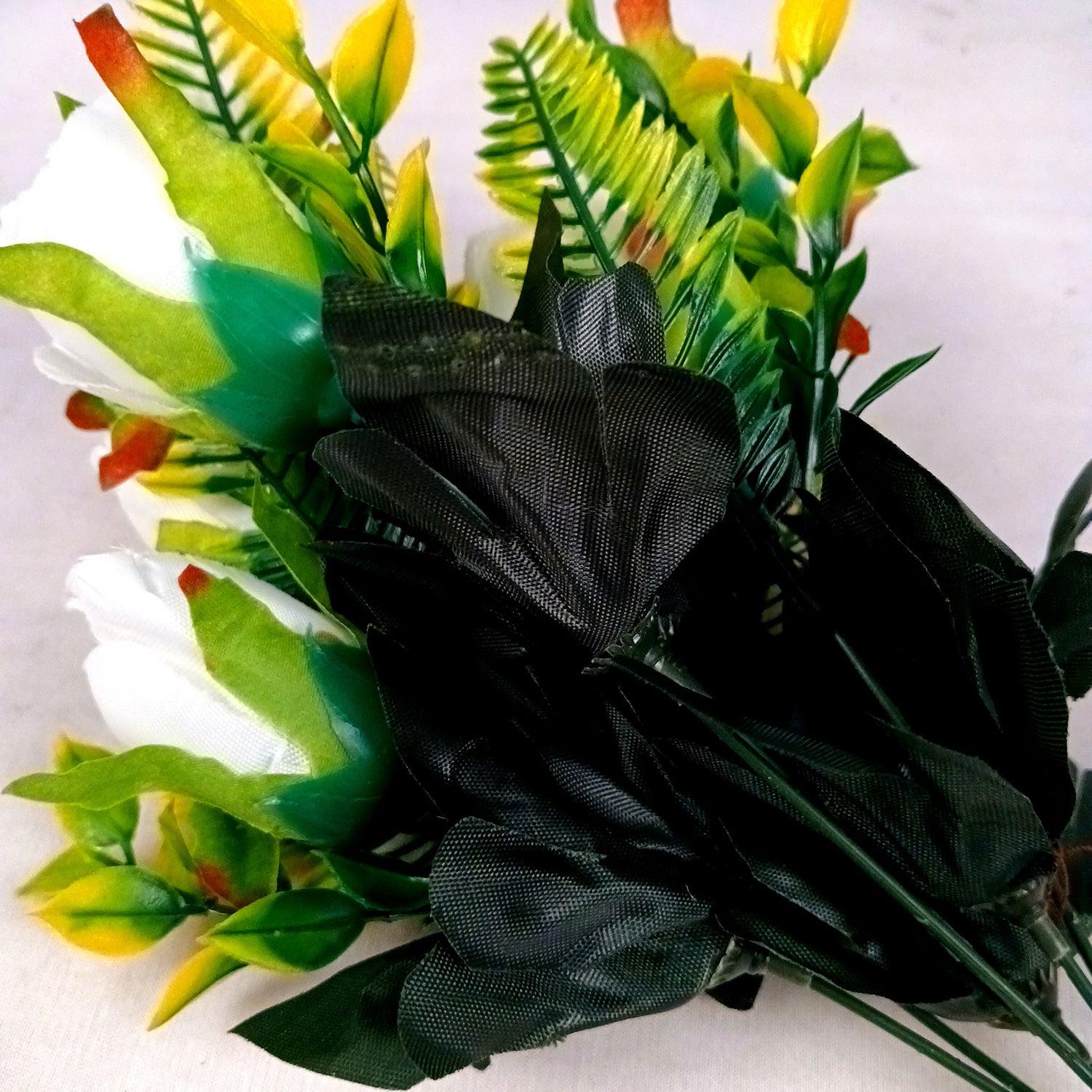 Artificial Flowers Rose Bunches For Pot | Faux Flower Sticks - for Home Decor, Living Room, Office & Festivals Decoration (Vase Not Included) - 14 Inch - Apkamart #Colour_White