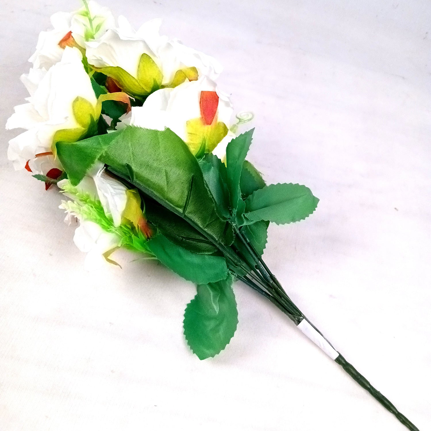 Artificial Flowers Rose | Faux Gulab Flowers Bunch - for Home Decor, Living Room, Office & Festivals Decoration (Vase Not Included) - 15 Inch  Apkamart #Colour_White