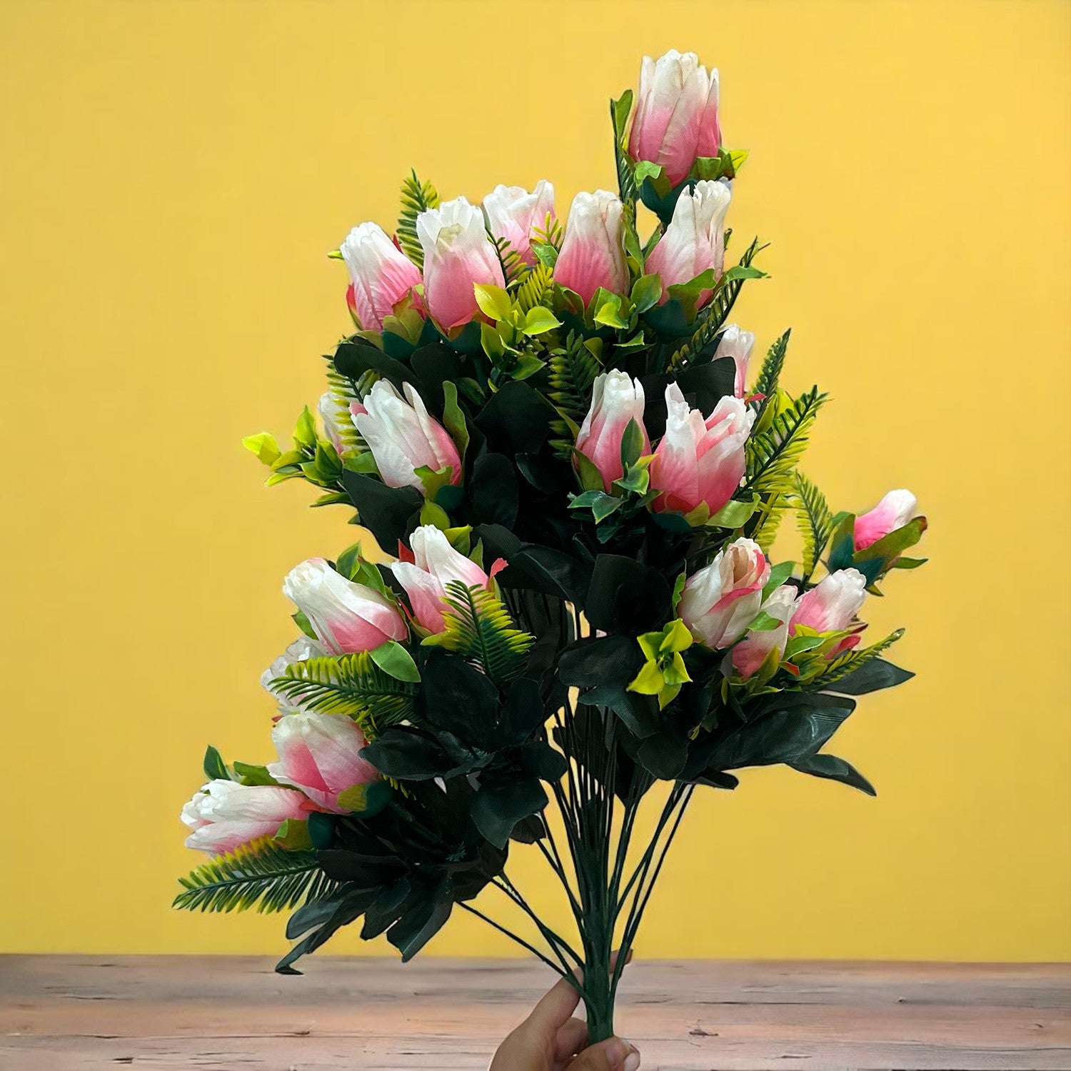 Artificial Flower Rose Bouquets | Fake Flowers Bunch - For Vase, Pot, Home, Balcony, Office Corner, Living Room - 26 Inch - Apkamart #Colour_Multicolor