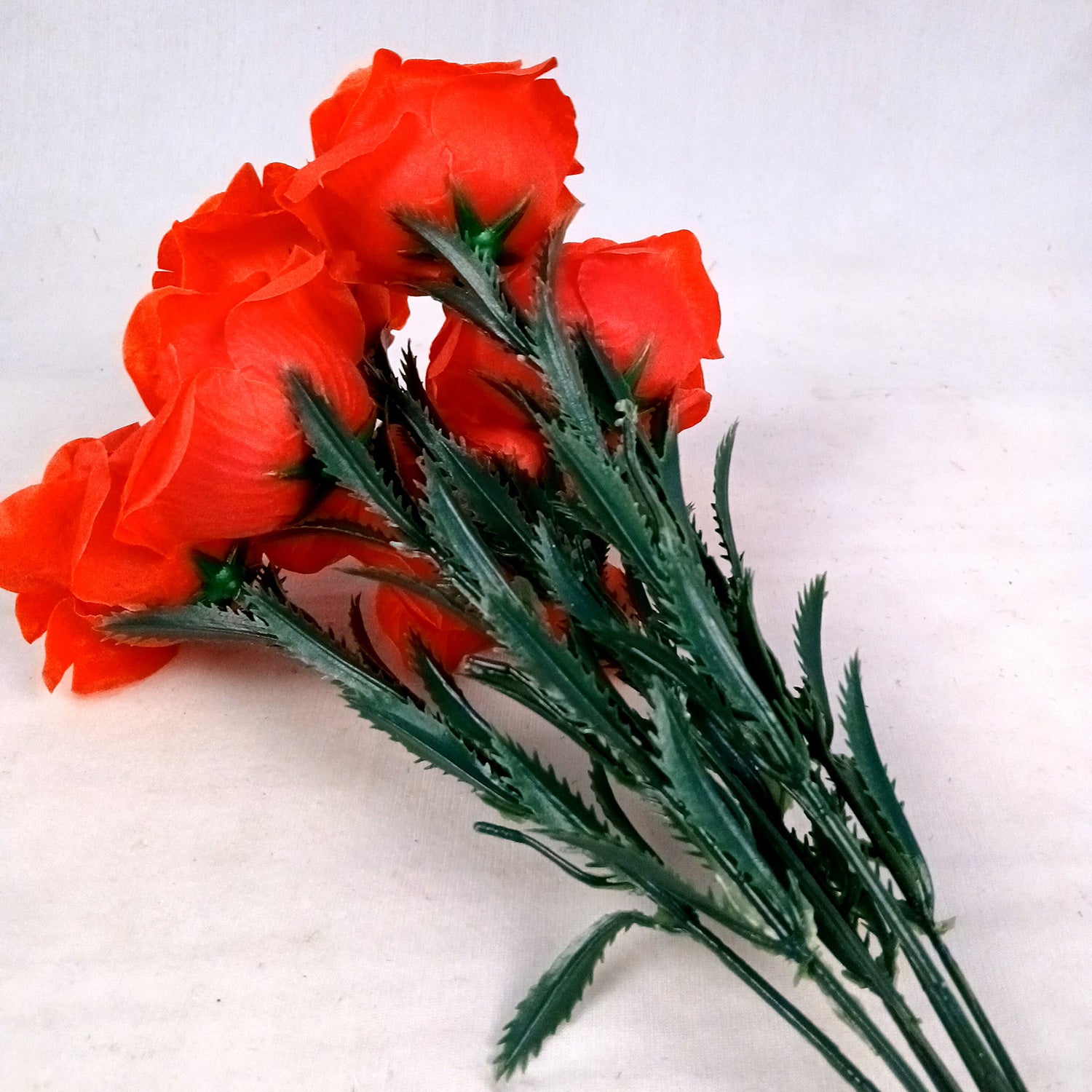 Artificial Flowers Rose Bunches for Vase Pot | Faux Flowers Stem - for Home Decor, Living Room, Office & Festivals Decoration (Vase Not Included) - 18 Inch - Apkamart #Colour_Red