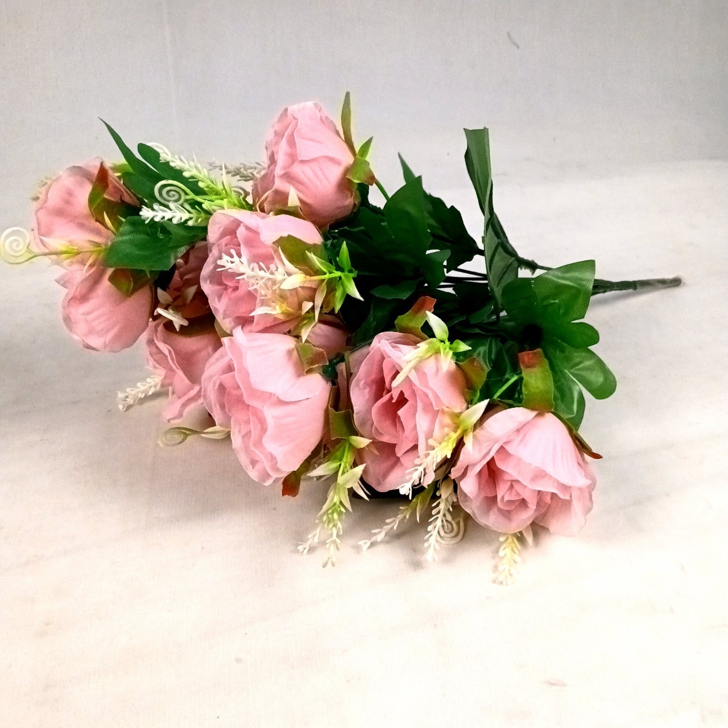 Artificial Rose Flower Bouquets | Faux Flowers Bunch - for Table Vase, Pot, Home Decor, Living Room, Side Table Centerpiece - 17 Inch - Apkamat #Style_Design 1