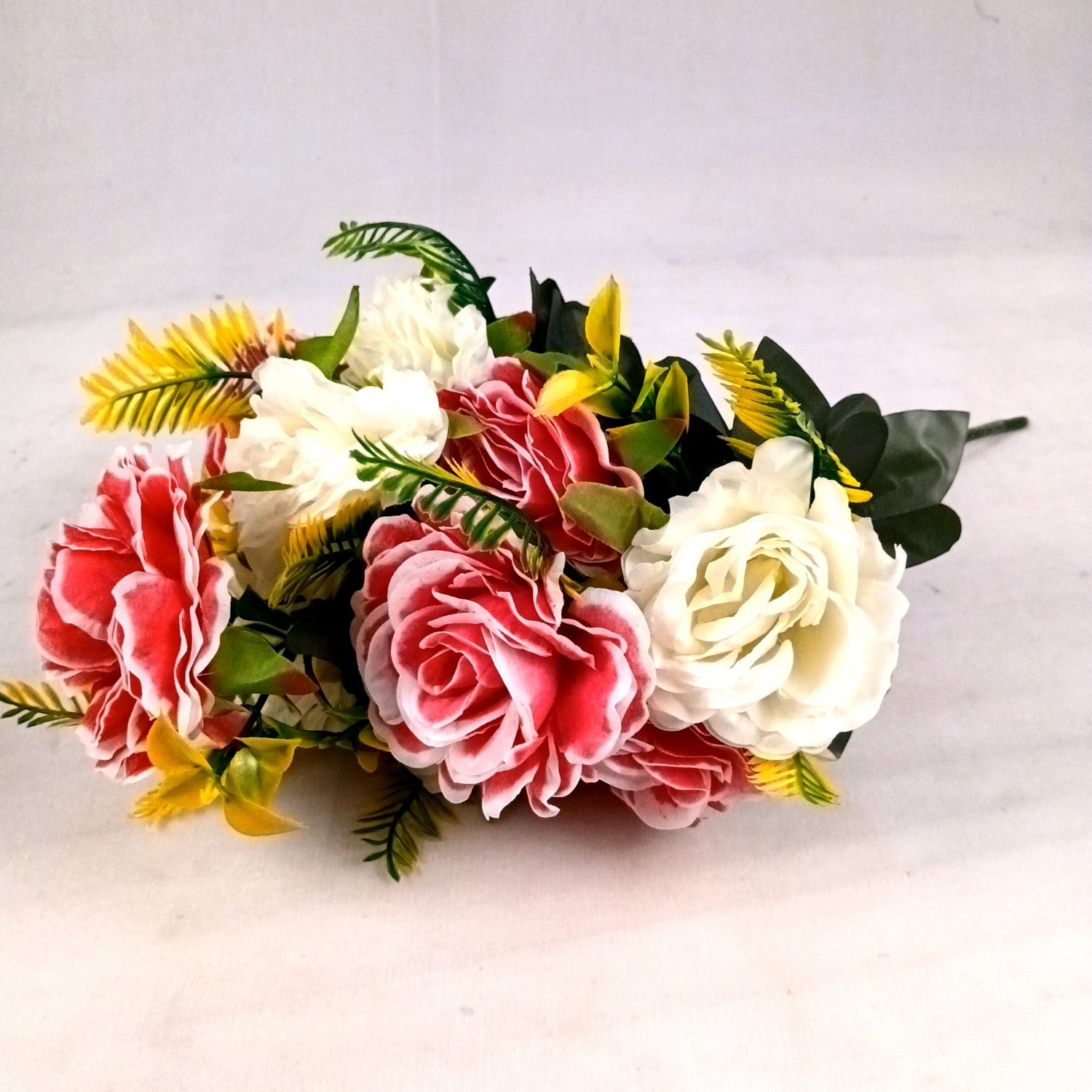 Artificial Flowers Rose Bunches for Vase Pot | Faux Flowers Stem - for Home Decor Living Office Corner Room Side Table Centerpiece - 18 Inch - Apkamart #Style_Design 2