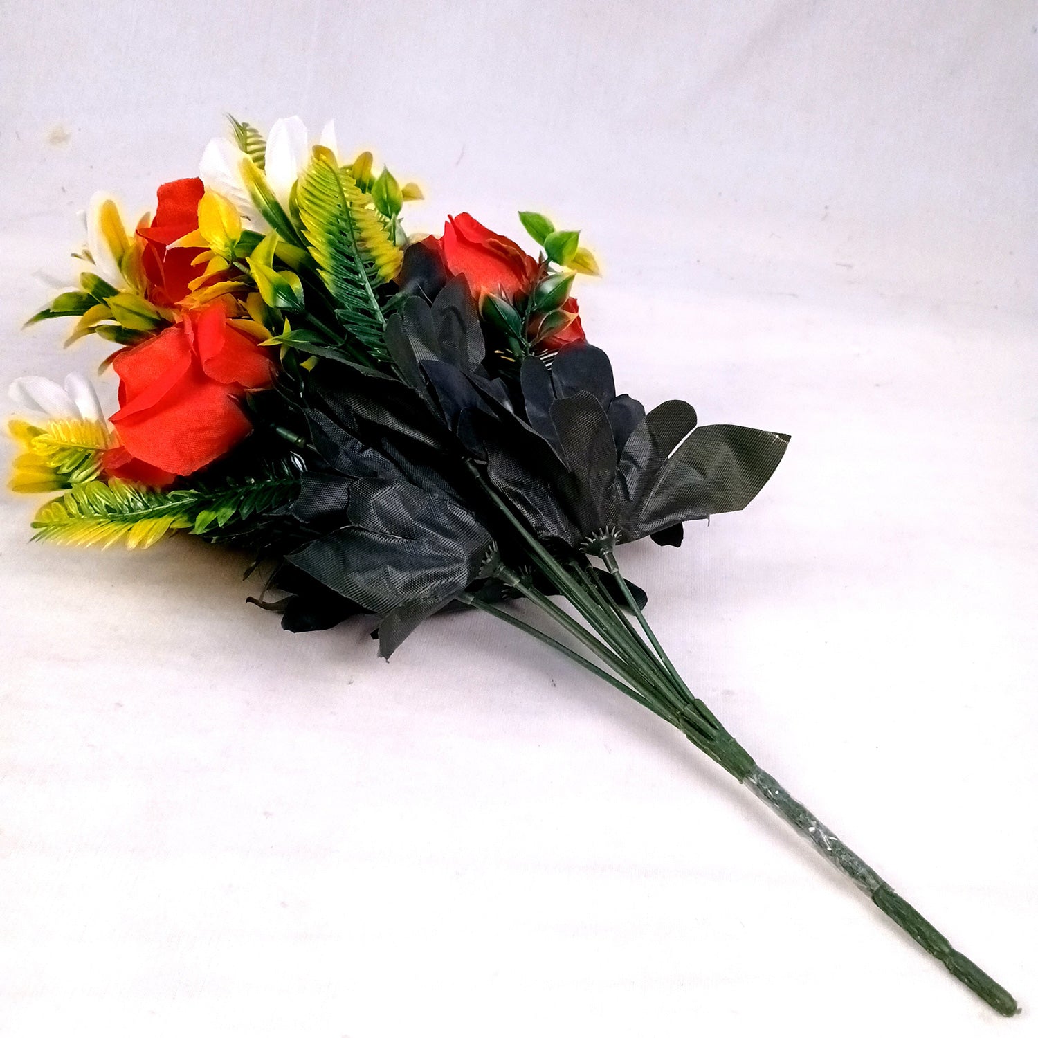 Artificial Flowers Rose Bunches for Vase Pot | Faux Flowers Stem - for Home Decor, Living Room, Office & Festivals Decoration (Vase Not Included) - 16 Inch - Apkamart