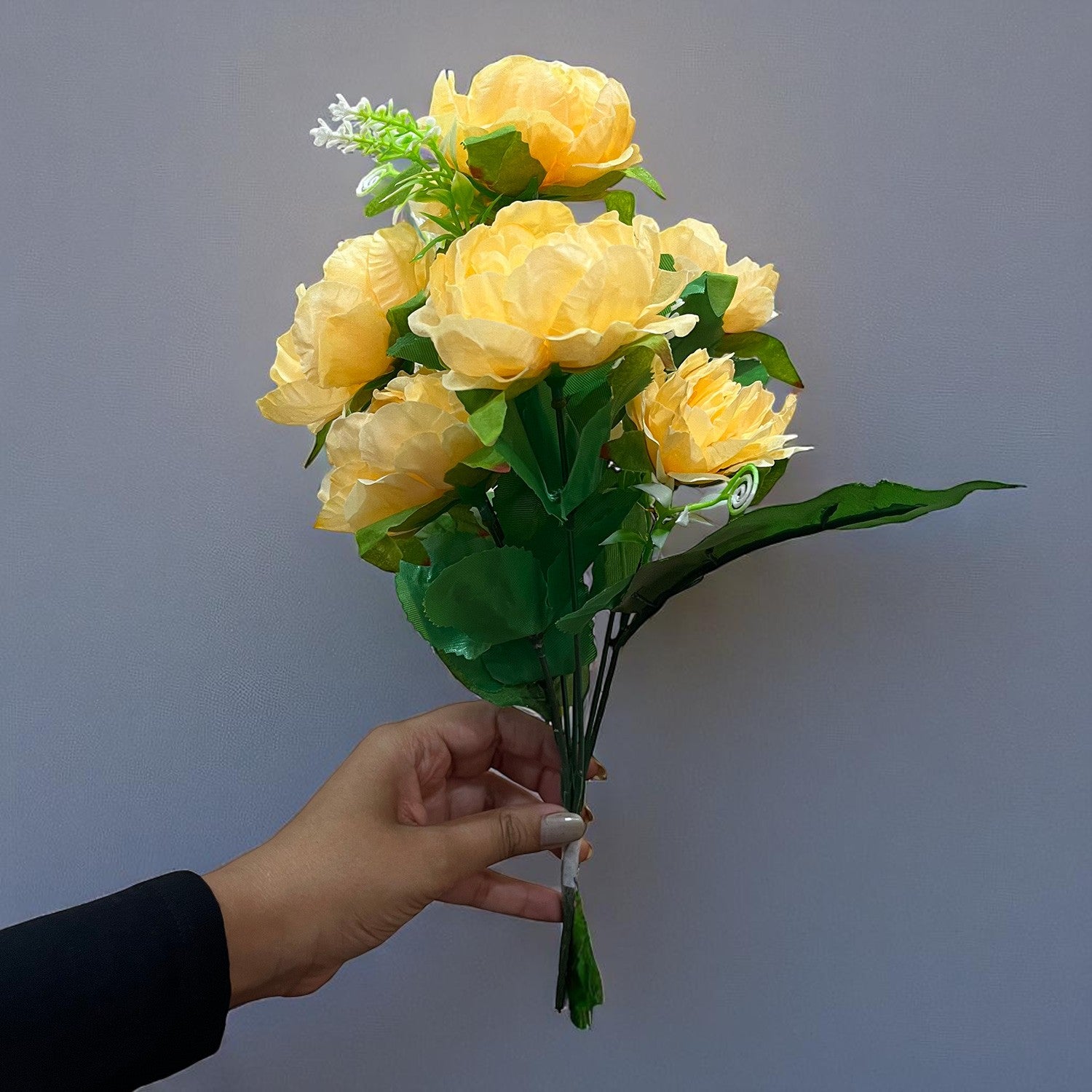 Artificial Flowers Rose Sticks | Faux Flowers Bunch - for Home Decor, Living Room, Office & Festivals Decoration (Vase Not Included) - 15 Inch - Apkamart #Colour_Orange