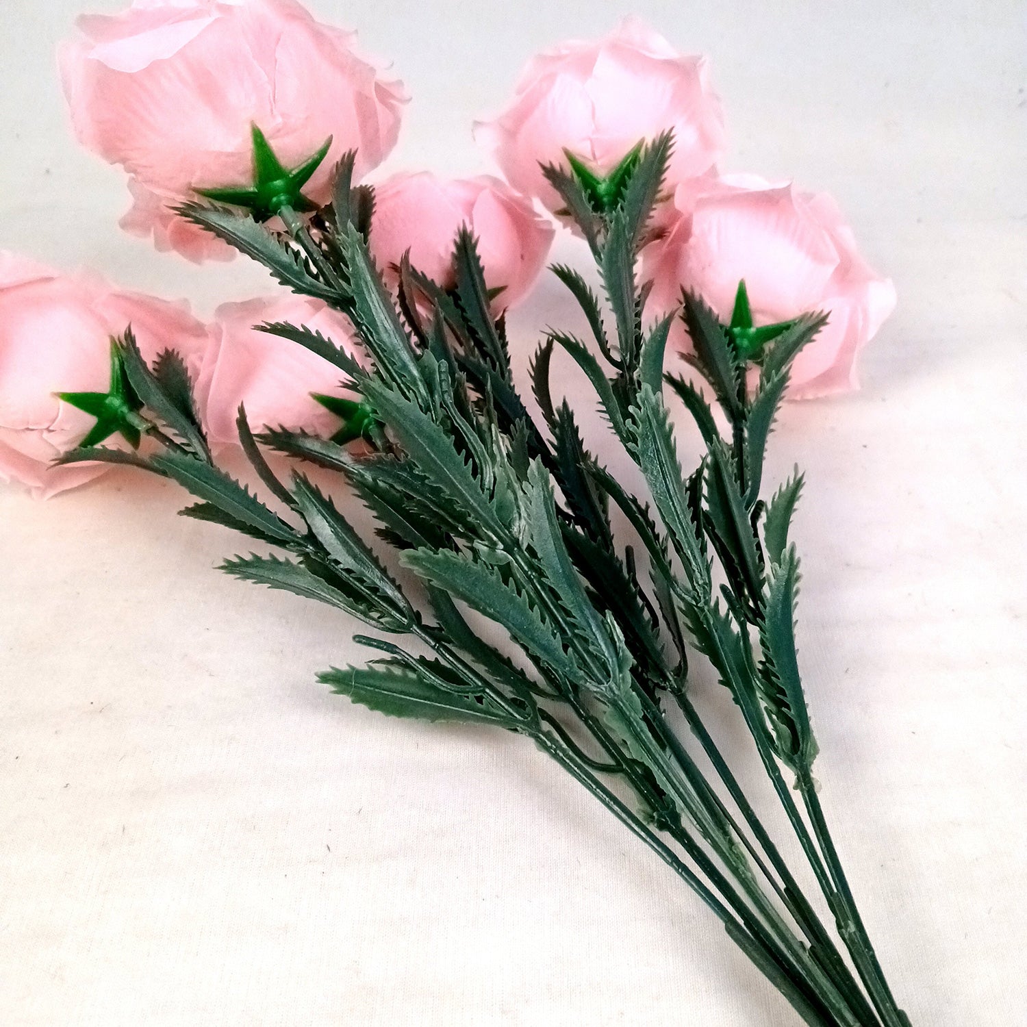 Artificial Flowers Rose Bunches for Vase Pot | Faux Flowers Sticks / Bouquet - for Home Decor, Living Room & Festivals Decoration (Vase Not Included) - 18 Inch - Apkamart #Colour_Pink