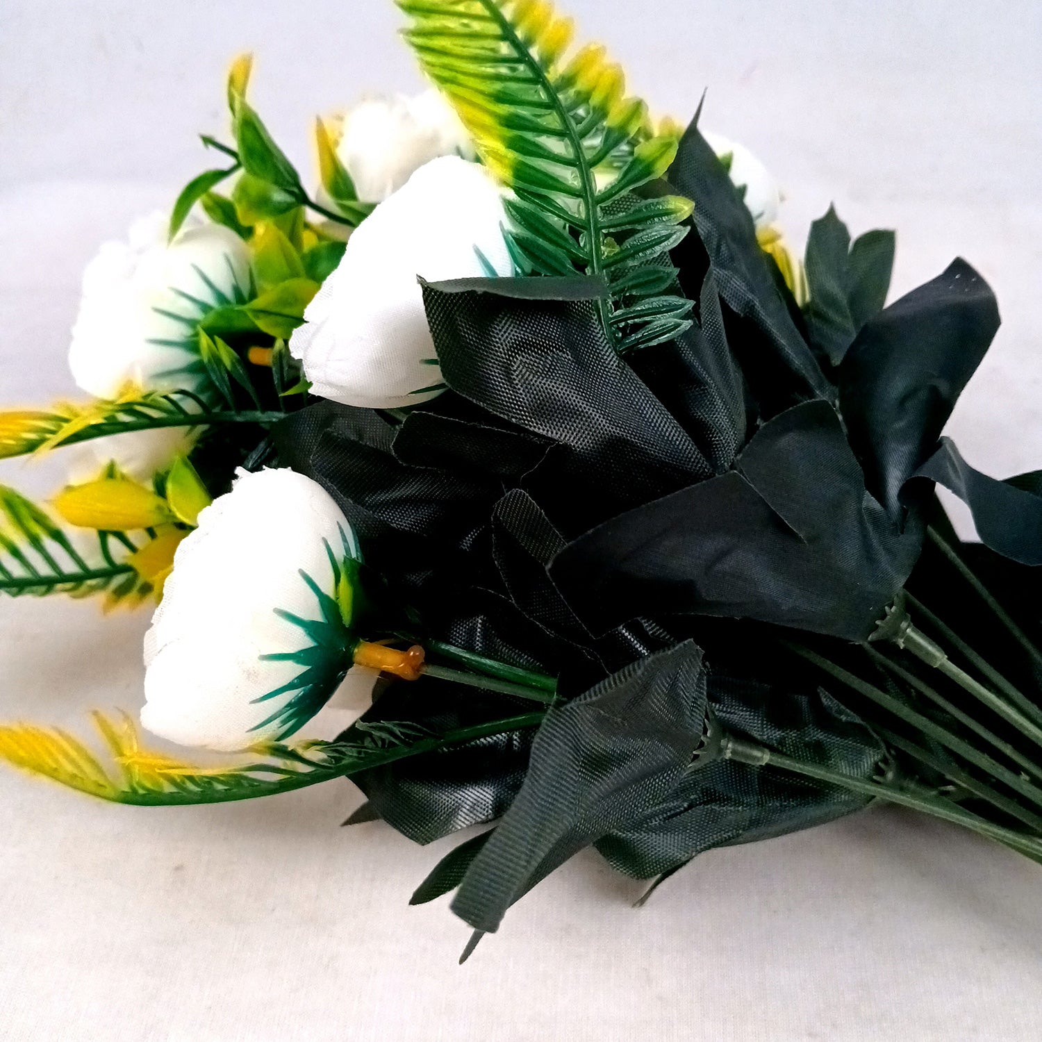 Artificial Flower Plant With Fruits | Decorative Flowers Bunch & Stems - for Table Vase, Pot, Home Decor, Living Room, Side Table Centerpiece & Festival Decoration - Apkamart #Color_White