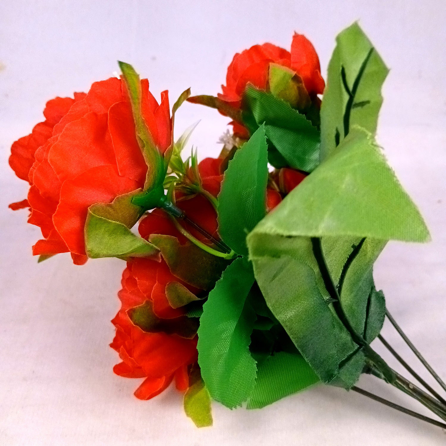 Artificial Flowers Rose Bunches for Vase Pot | Faux Flowers Stem - for Home Decor, Living Room, Office & Festivals Decoration (Vase Not Included) - 14 Inch - Apkamart #Colour_Red