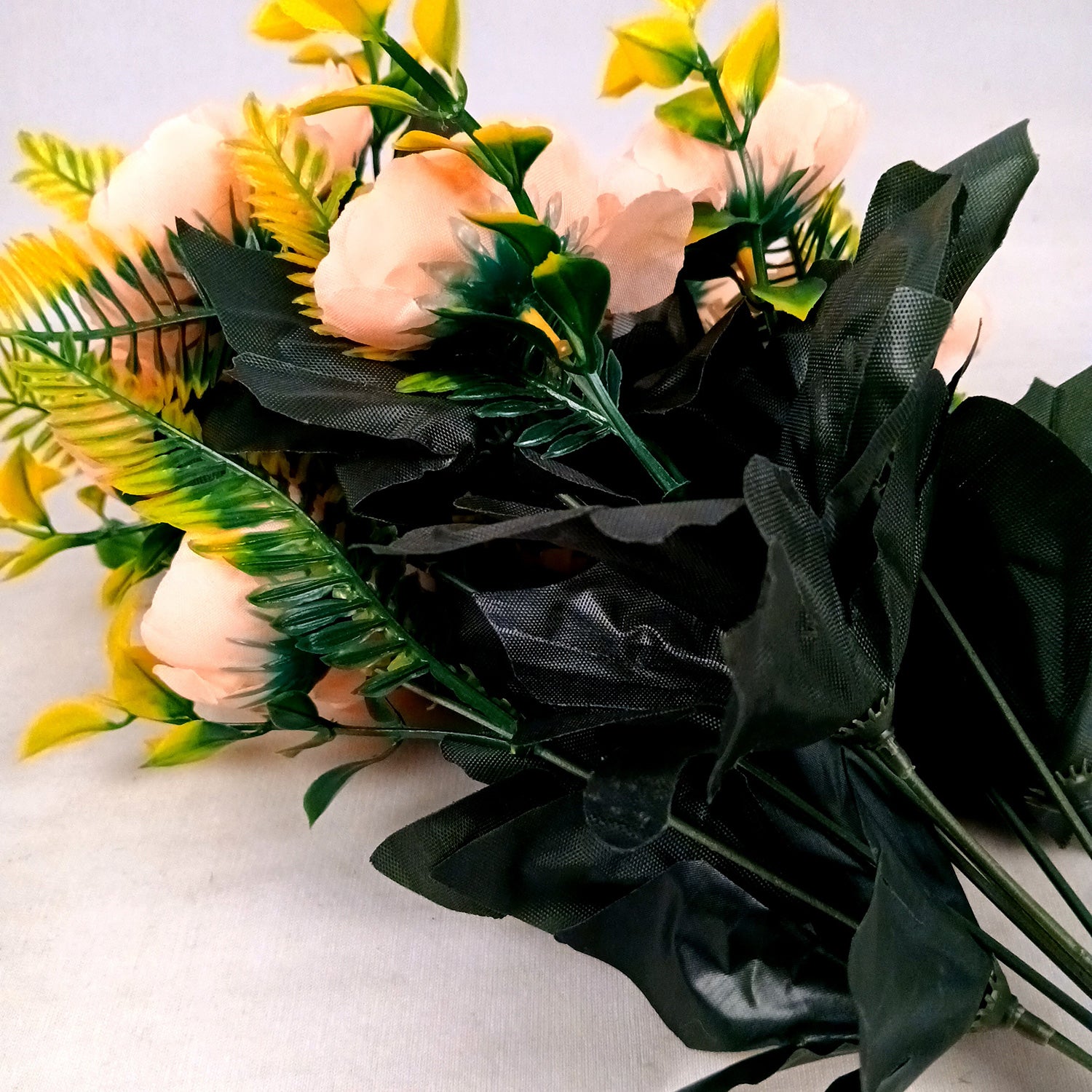 Artificial Flowers Rose Buoquet For Pot | Faux Flower Sticks - for Home Decor, Living Room, Office & Festivals Decoration (Vase Not Included) - 17 Inch - Apkamart #Colour_Orange