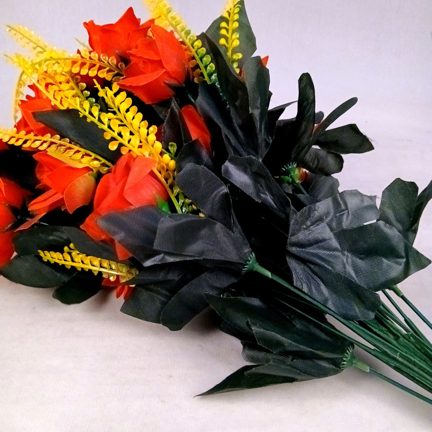 Artificial Flower Rose Bouquets | Faux Flowers Bunch - for Table Vase, Pot, Home Decor, Living Room, Side Table Centerpiece - 26 Inch - Apkamart #Colour_Red