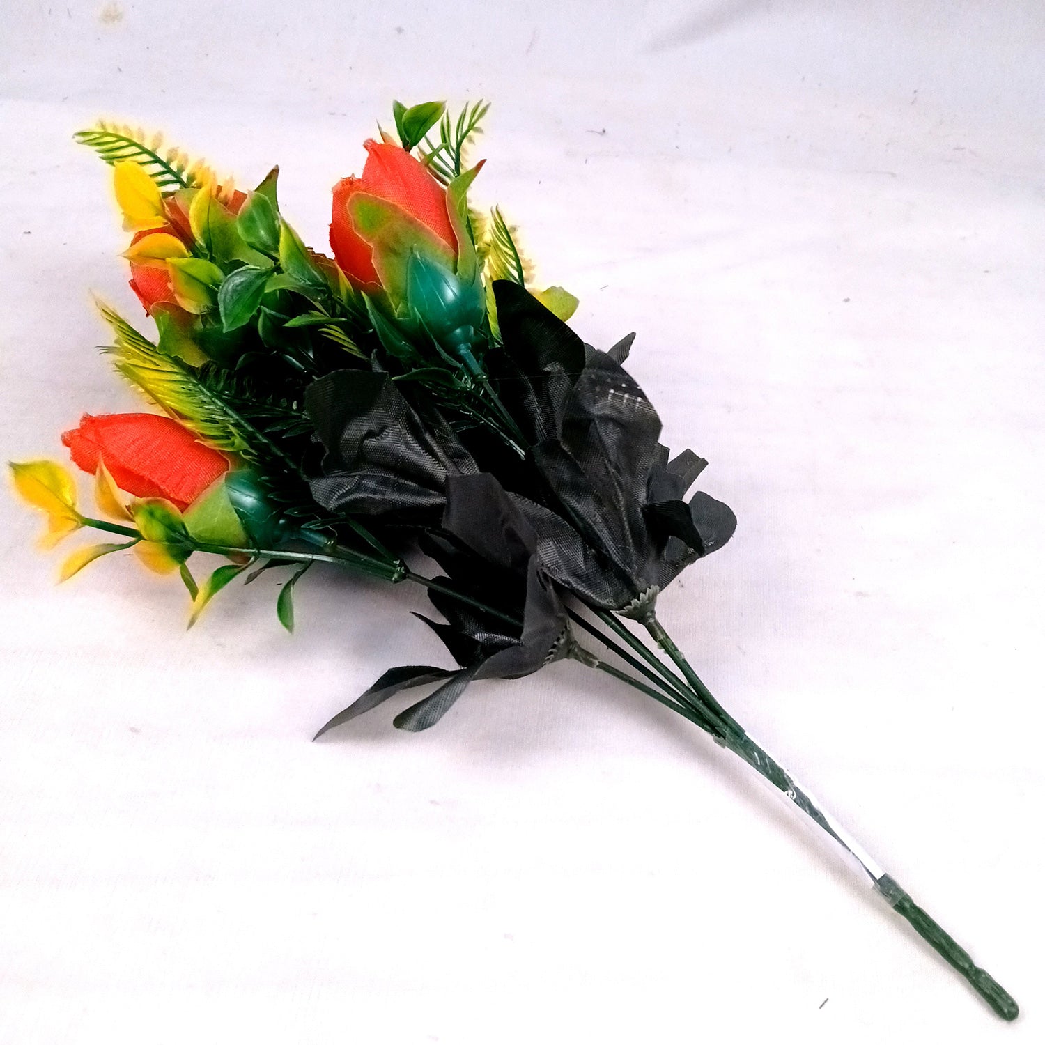 Artificial Flowers Rose Bunches For Pot | Faux Flower Sticks - for Home Decor, Living Room, Office & Festivals Decoration (Vase Not Included) - 14 Inch - Apkamart #Colour_Red