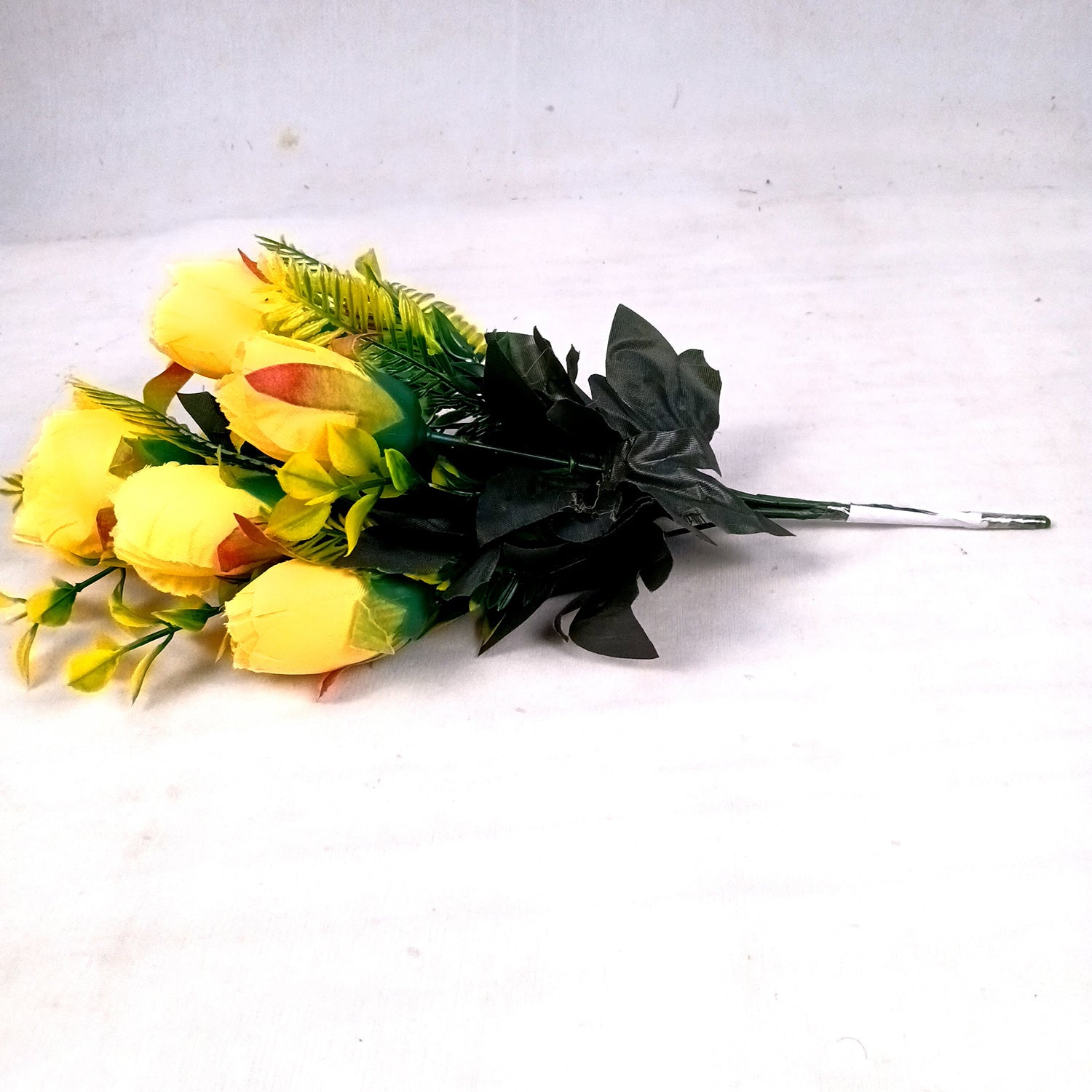 Artificial Flowers Rose Bunches For Pot | Faux Flower Sticks - for Home Decor, Living Room, Office & Festivals Decoration (Vase Not Included) - 14 Inch - Apkamart #Colour_Yellow