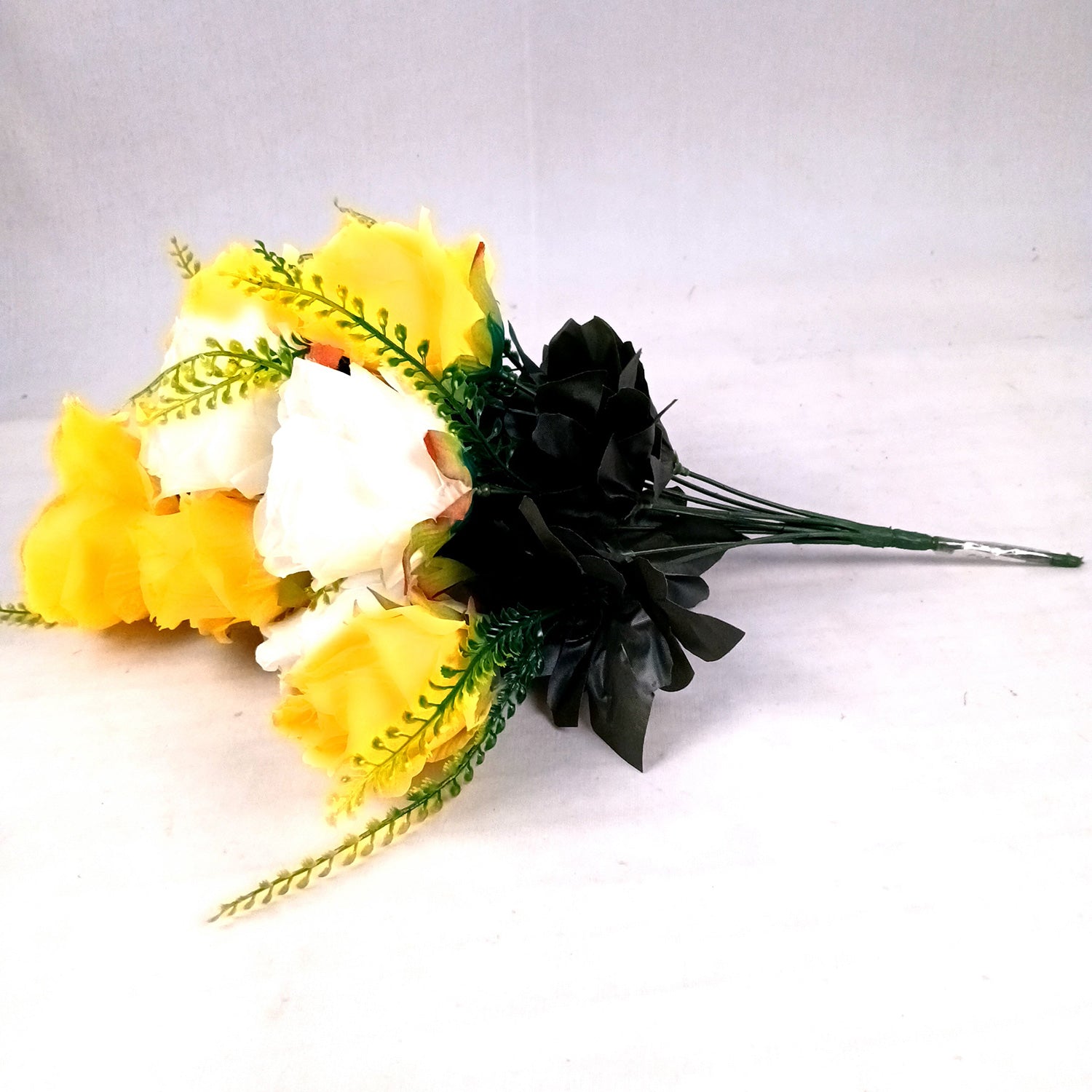 Artificial Flower Plant - Cherry Blossom | Decorative Flowers Bunch & Stems - for Table Vase, Pot, Home Decor, Living Room, Side Table Centerpiece & Festival Decoration - Apkamart #Color_Yellow & White