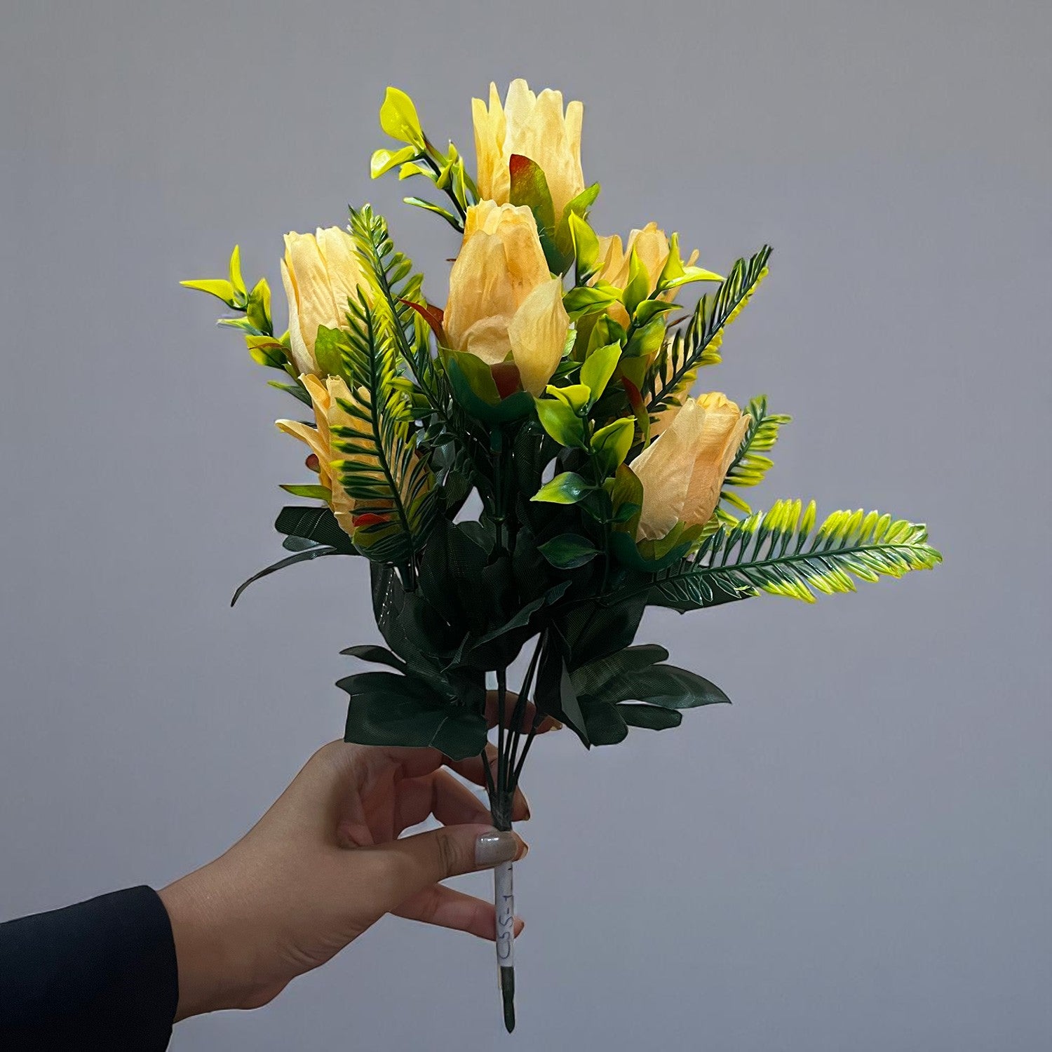 Artificial Flowers Rose Bouquet | Faux Flowers Bunch / Sticks - for Home Decor, Living Room, Office & Festivals Decoration (Vase Not Included) - 15 Inch - Apkamart #Colour_Orange