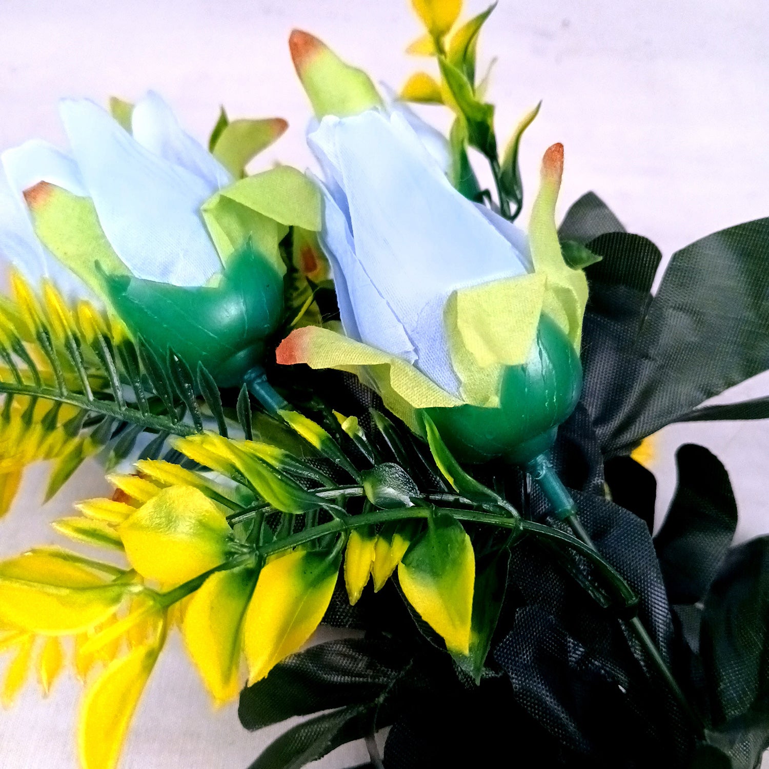 Artificial Flowers Rose Bunches for Vase Pot | Faux Flowers Stem - for Home Decor, Living Room, Office & Festivals Decoration (Vase Not Included) - 14 Inch - Apkamart #Colour_Blue