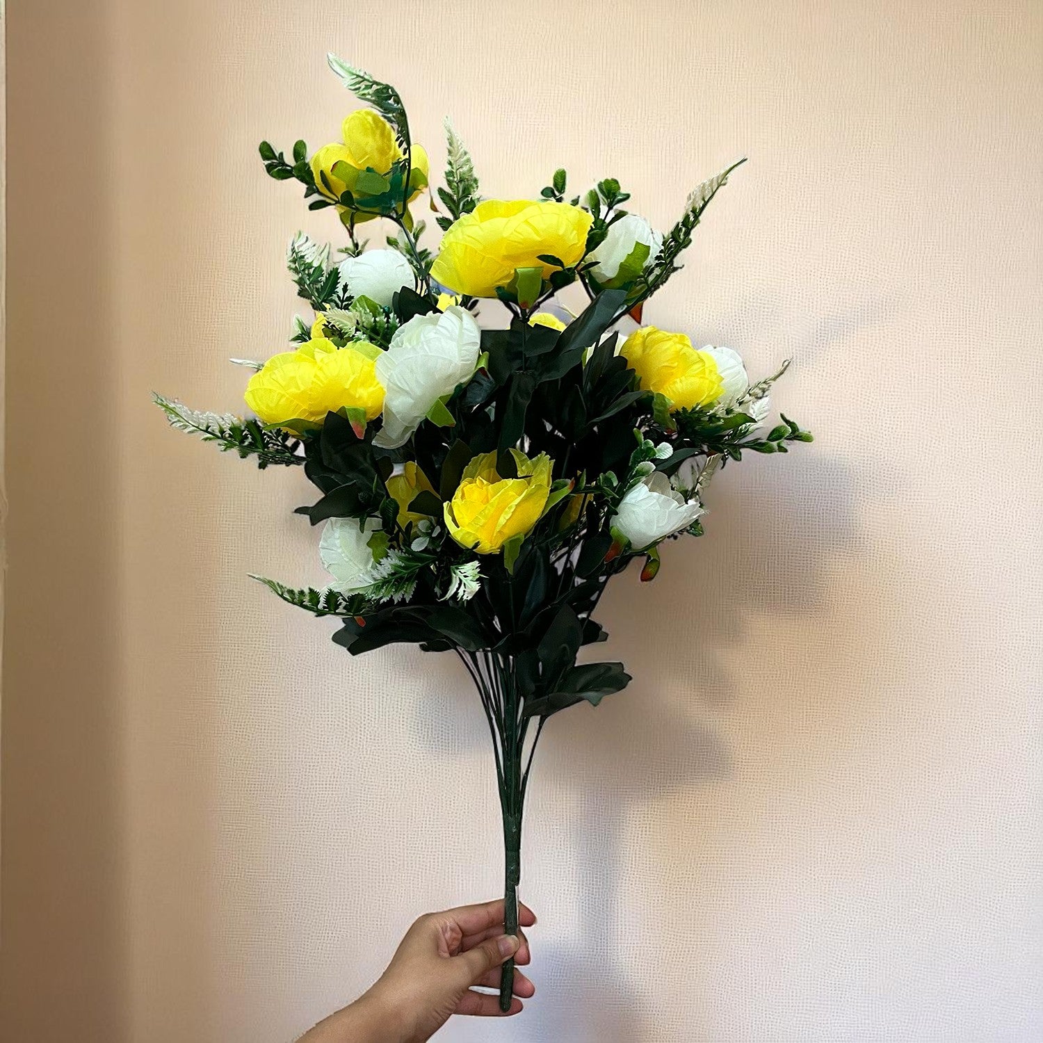 Artificial Rose Flowers With Pot | Faux Flowers Bunch - for Home Decor, Living Room, Side Table, Centerpiece - 26 Inch - Apkamart #Style_Design 1