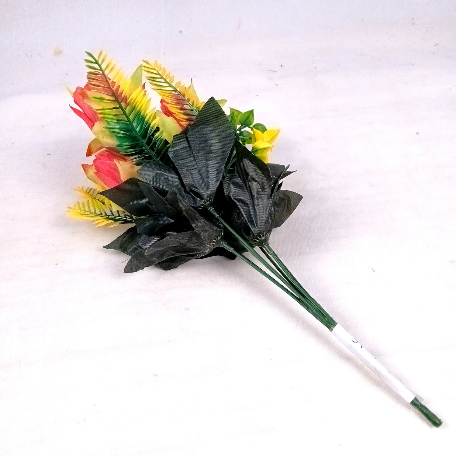 Artificial Flowers Rose Bouquet | Faux Flowers Bunch / Sticks - for Home Decor, Living Room, Office & Festivals Decoration (Vase Not Included) - 15 Inch - Apkamart #Colour_Red