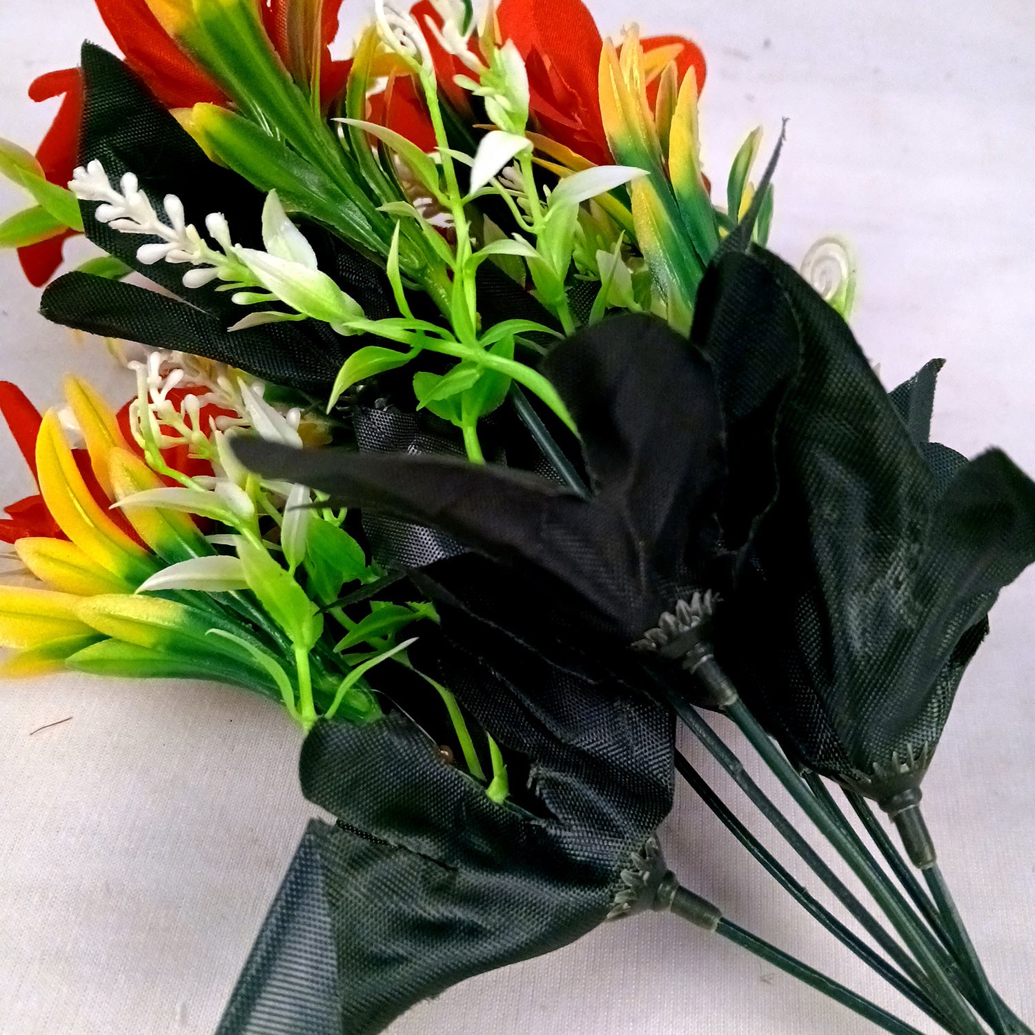 Artificial Flowers Bunches for Vase Pot | Faux Flowers Stem - for Home Decor, Living Room, Office & Festivals Decoration (Vase Not Included) - 14 Inch - Apkamart