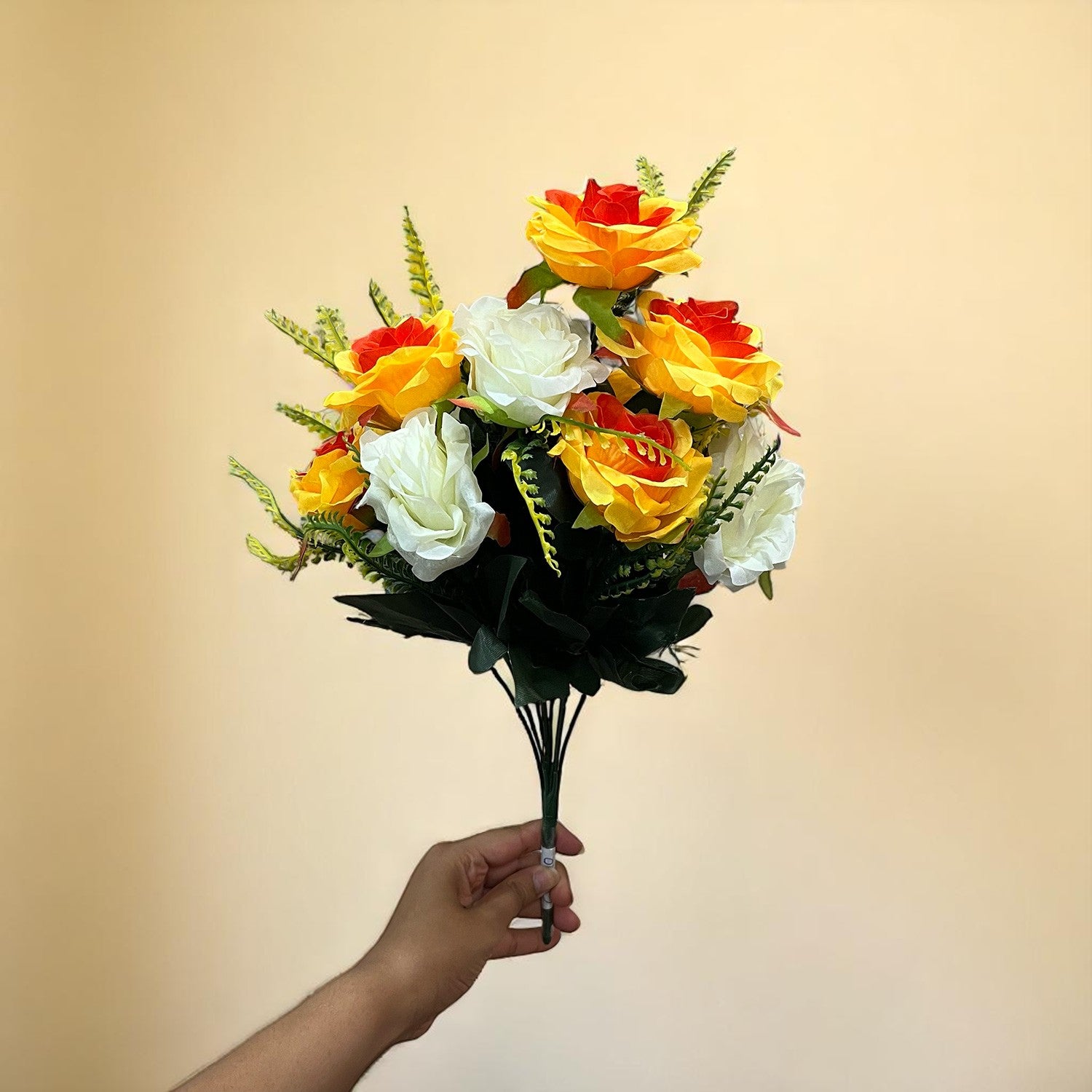 Artificial Flowers Rose Bunches for Vase Pot | Faux Flowers Stem - for Home Decor Living Room Side Table Centerpiece - 18 Inch - Apkamart #Style_Design 2