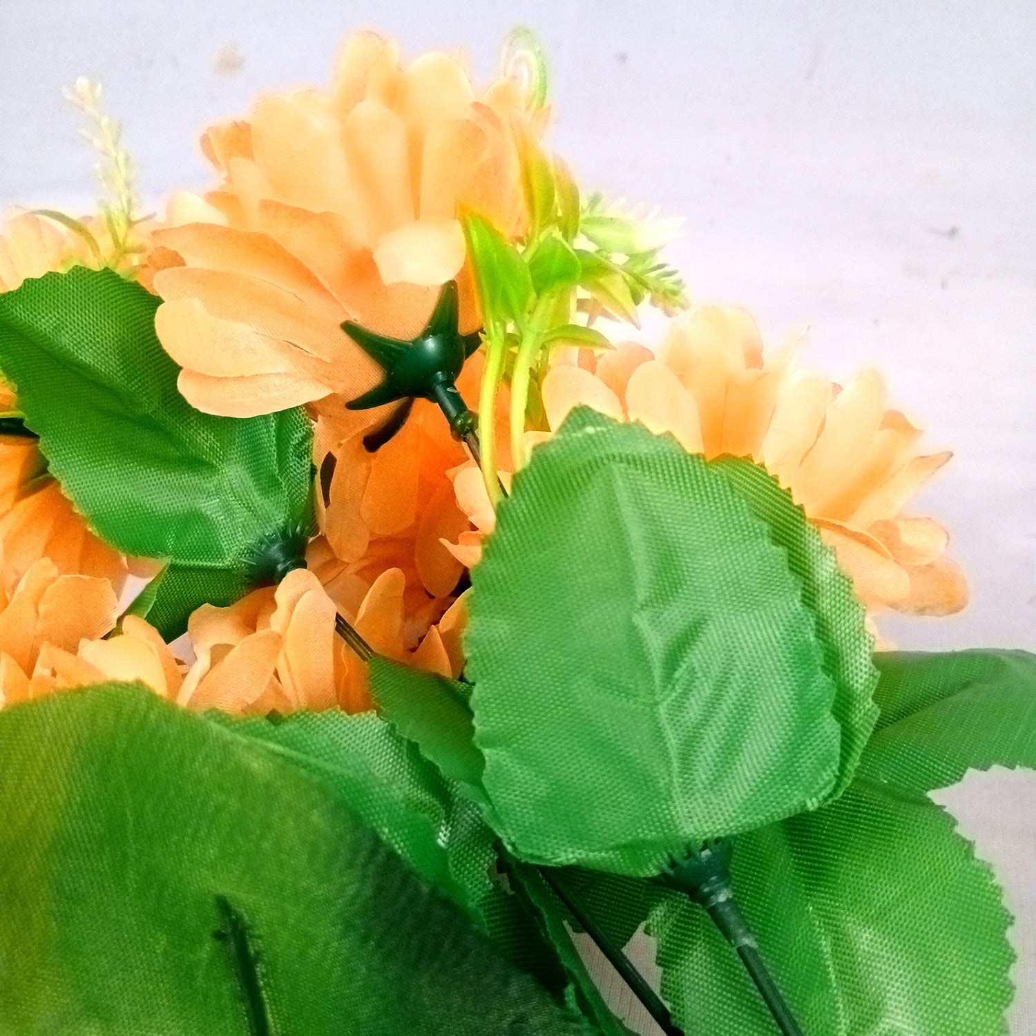 Artificial Flowers Dahlia Bunches for Vase Pot | Faux Flowers Stick - for Home Decor, Living Room, Wedding & Party Decoration (Vase Not Included) - 14 Inch - Apkamart #Colour_Orange